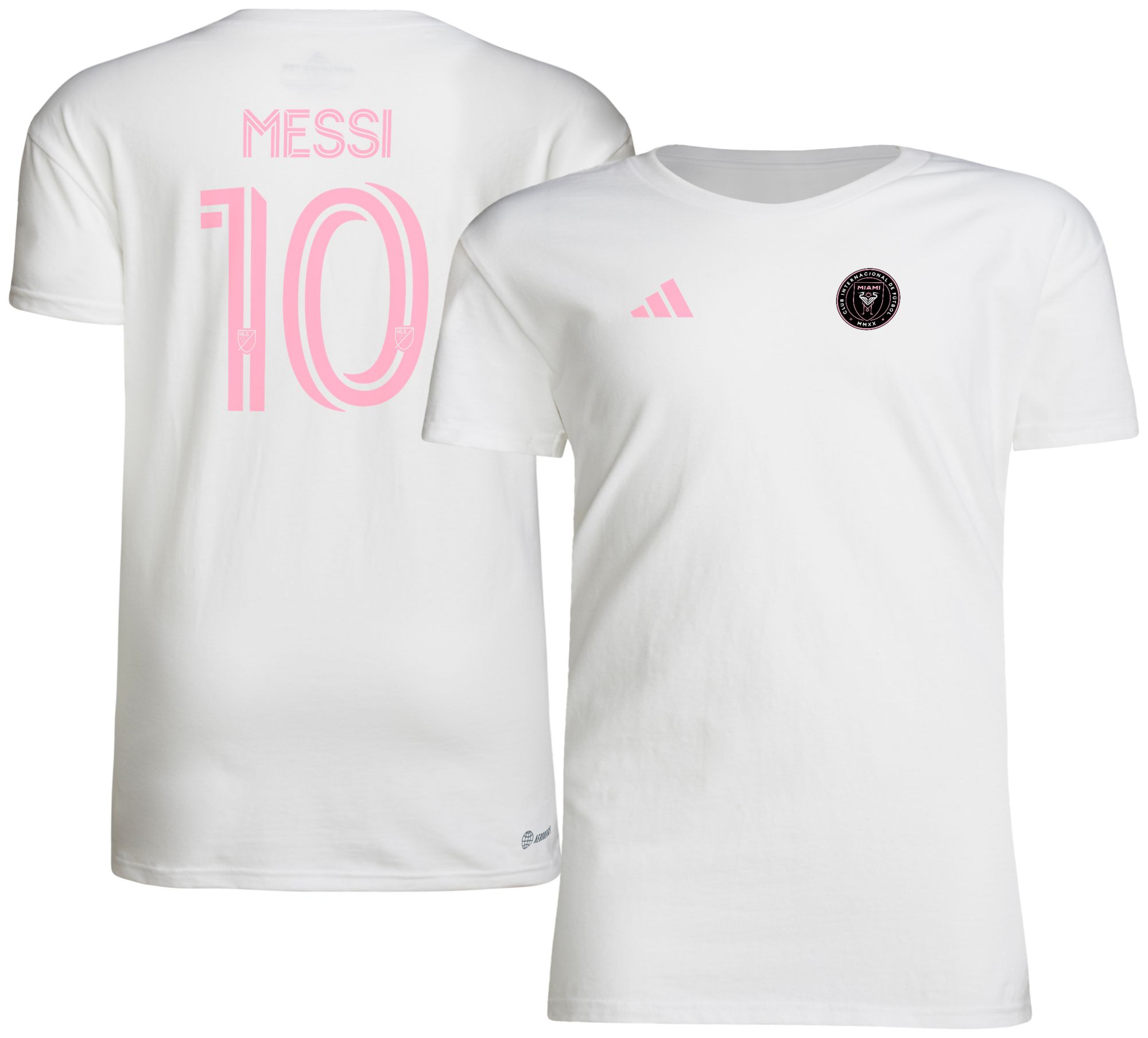 adidas Youth Inter Miami CF Lionel Messi #10 White T-Shirt