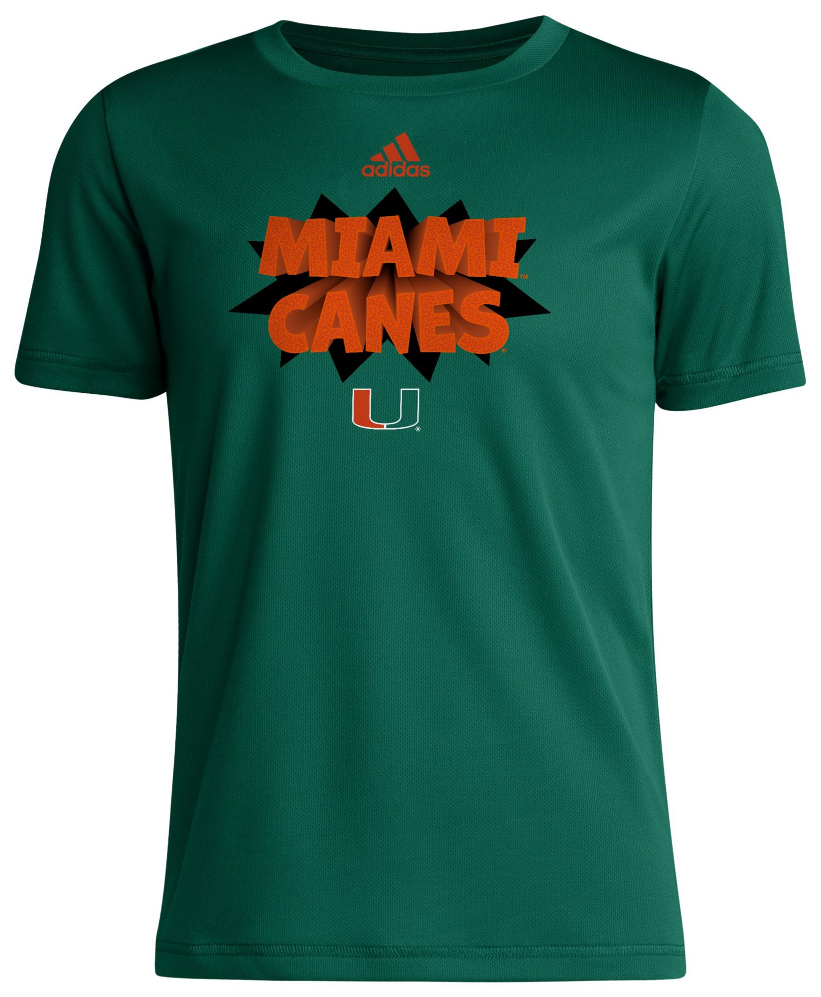 adidas Youth Miami Hurricanes Green Not Deep T-Shirt