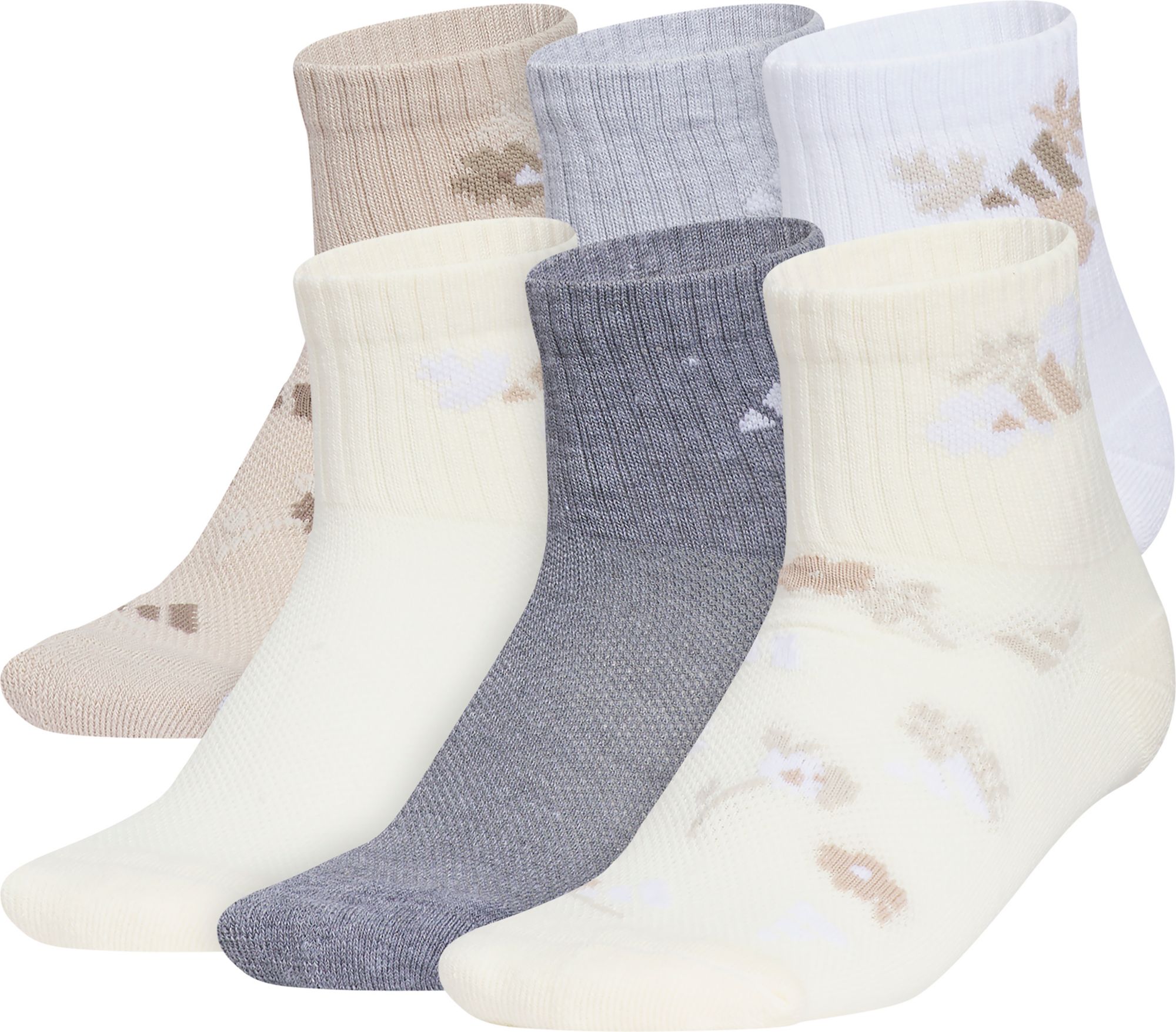 adidas Youth Cushioned 6-Pack Quarter Socks