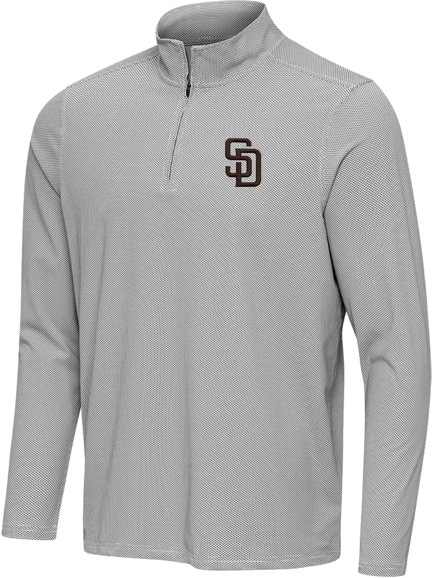 Antigua Men's San Diego Padres Pave Black 1/4 Zip Pullover Sweater