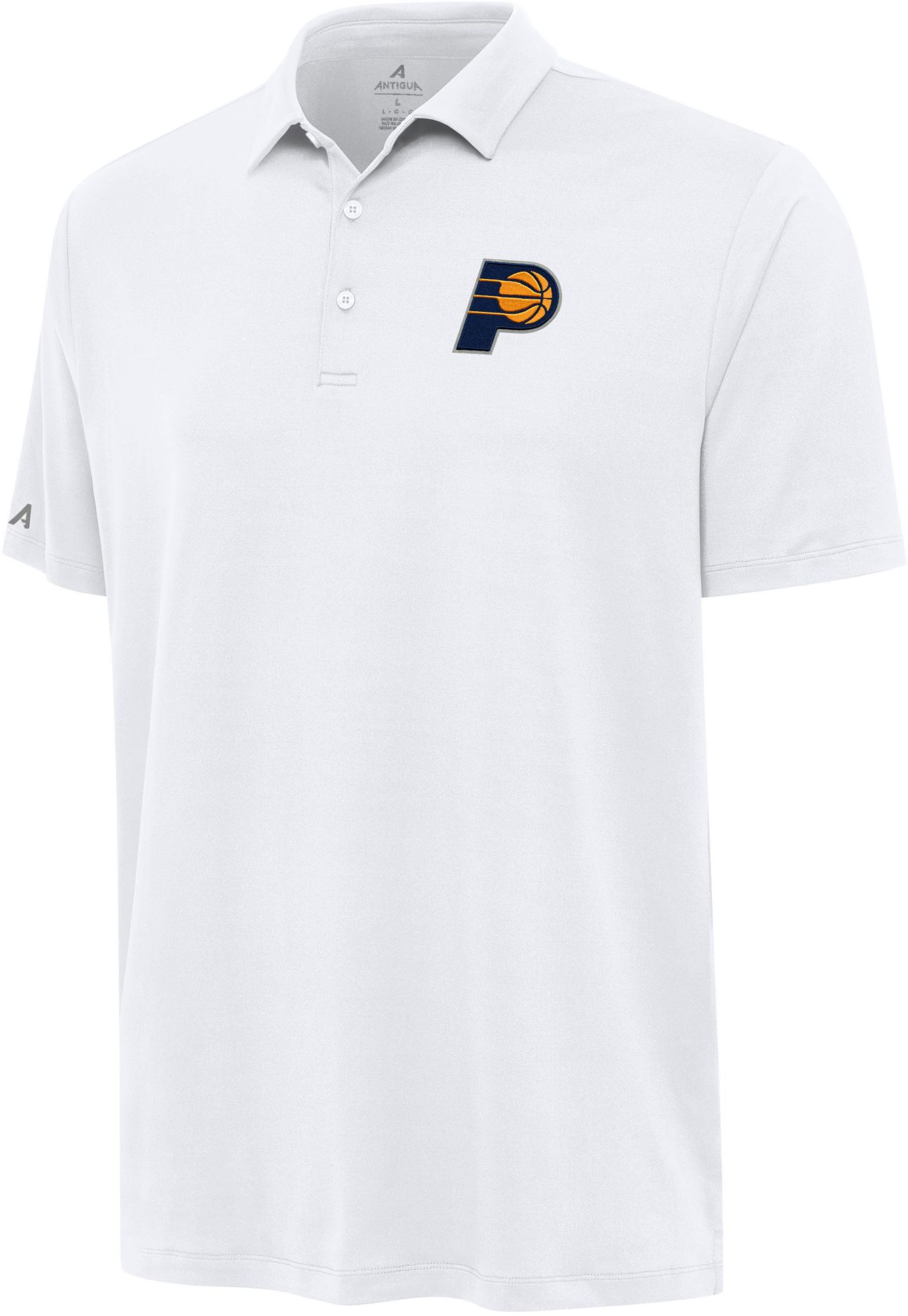 Antigua Men's Indiana Pacers White Reprocess Polo