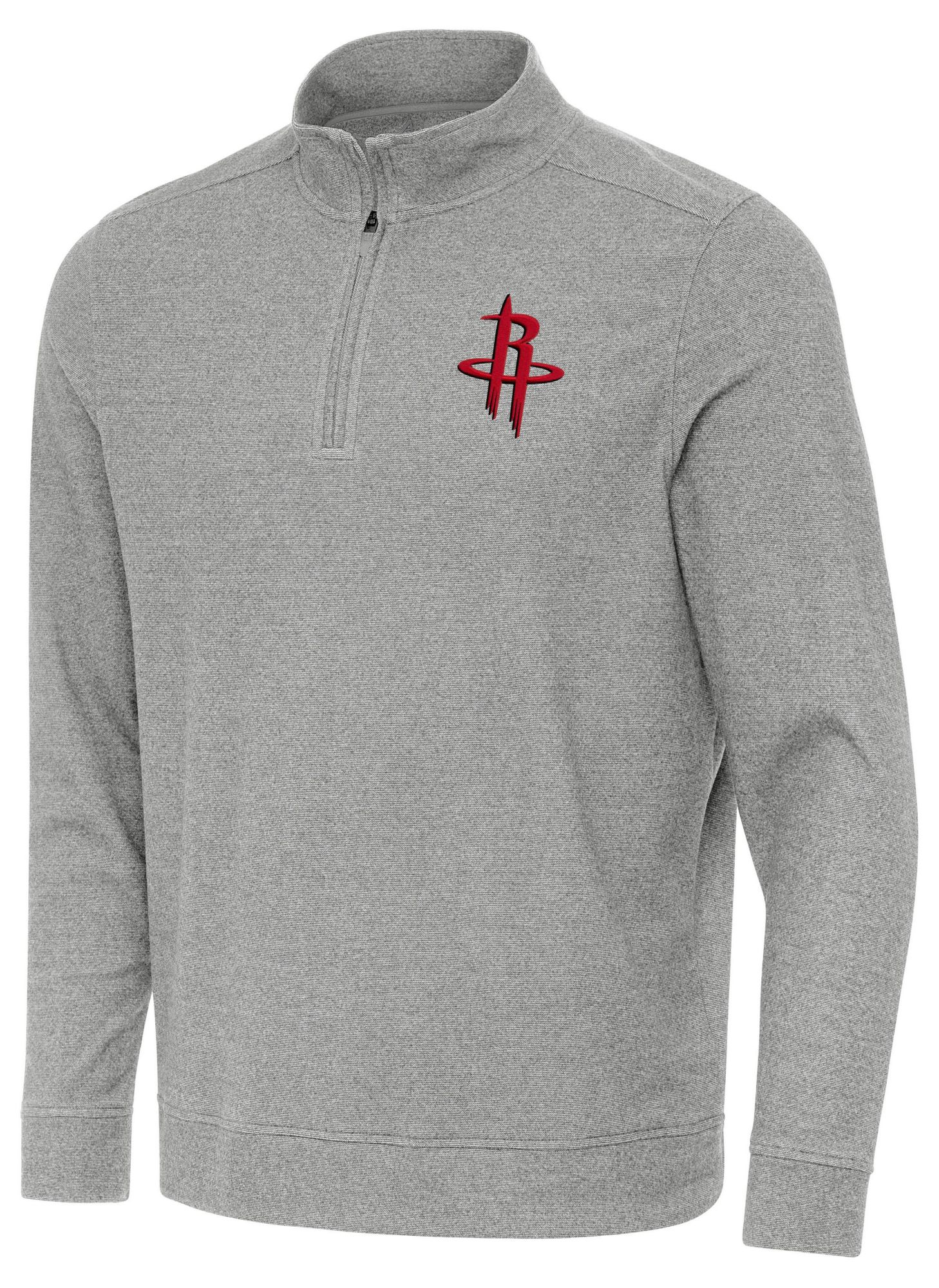 Antigua Men's Houston Rockets Grey Subtle Quarter-Zip Pullover