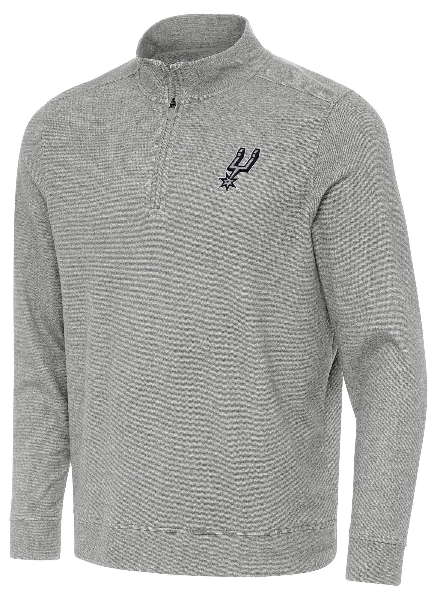 Antigua Men's San Antonio Spurs Grey Subtle Quarter-Zip Pullover