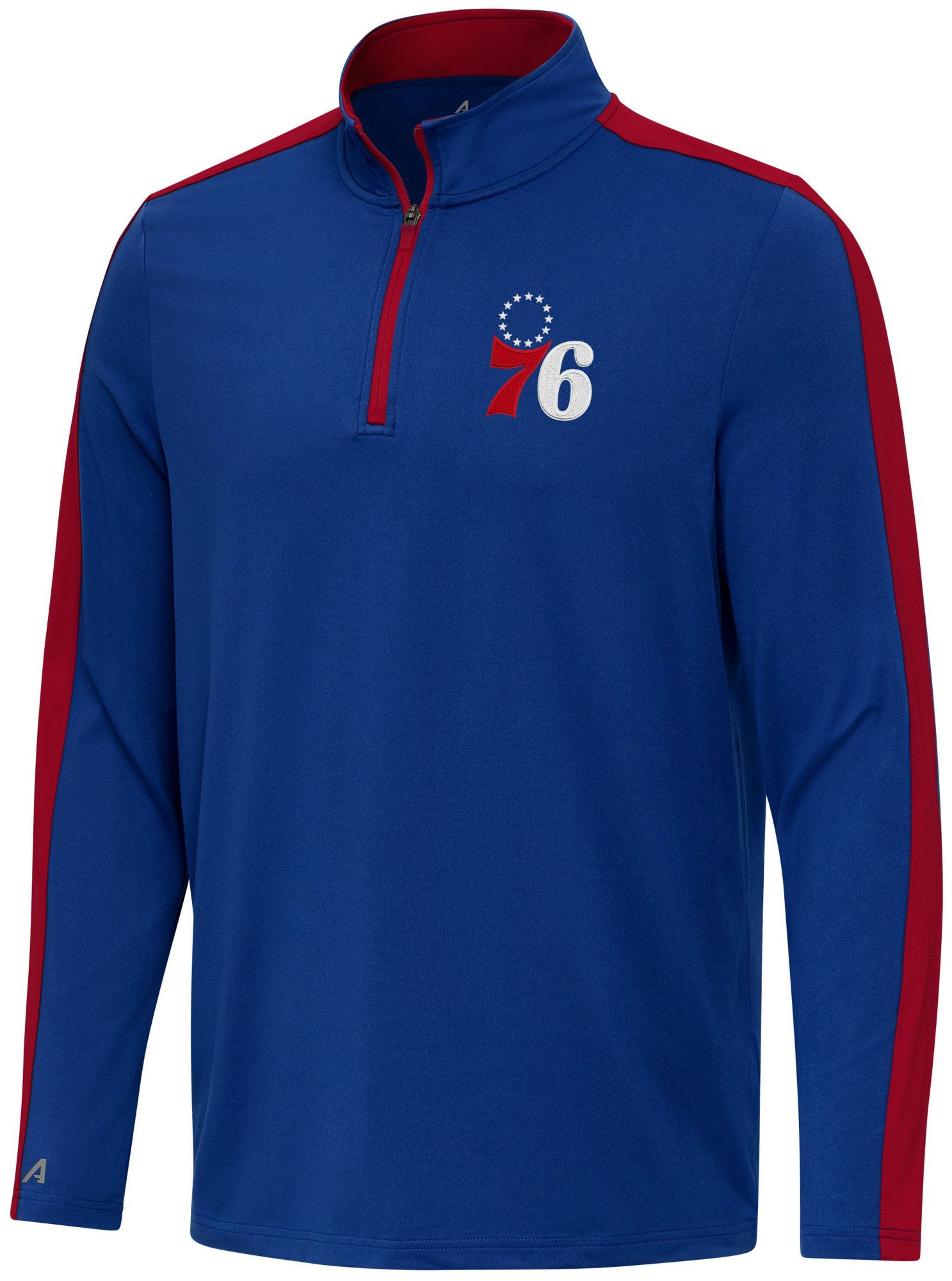 Antigua Men's Philadelphia 76ers Blue Elevation 1/4 Zip Pullover