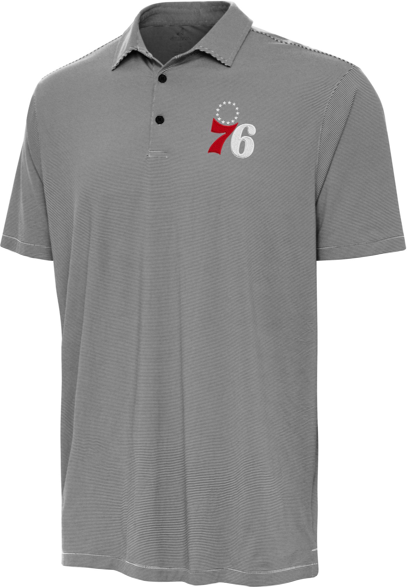 Antigua Men's Philadelphia 76ers Black Twine Polo