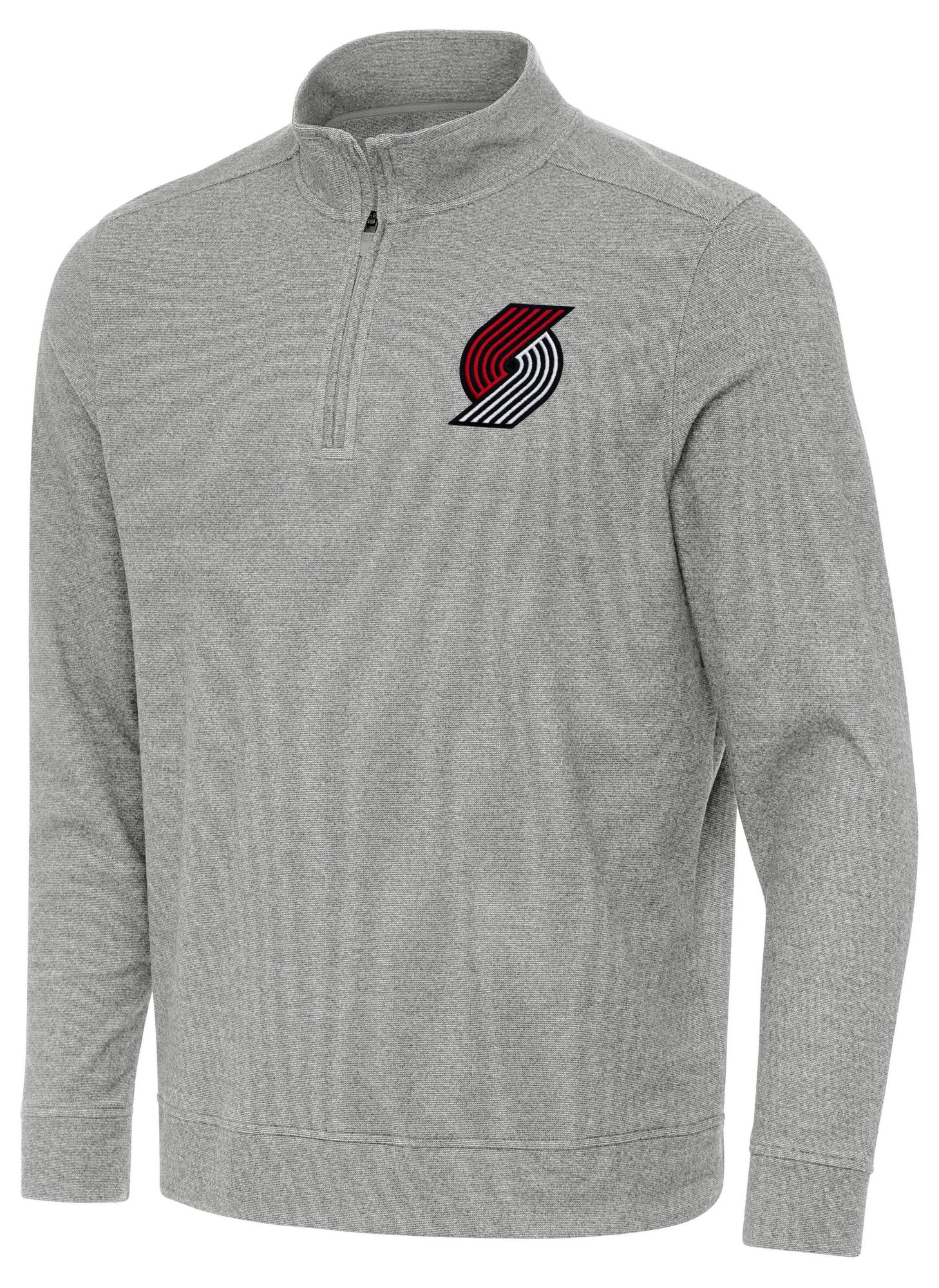 Antigua Men's Portland Trail Blazers Grey Subtle Quarter-Zip Pullover