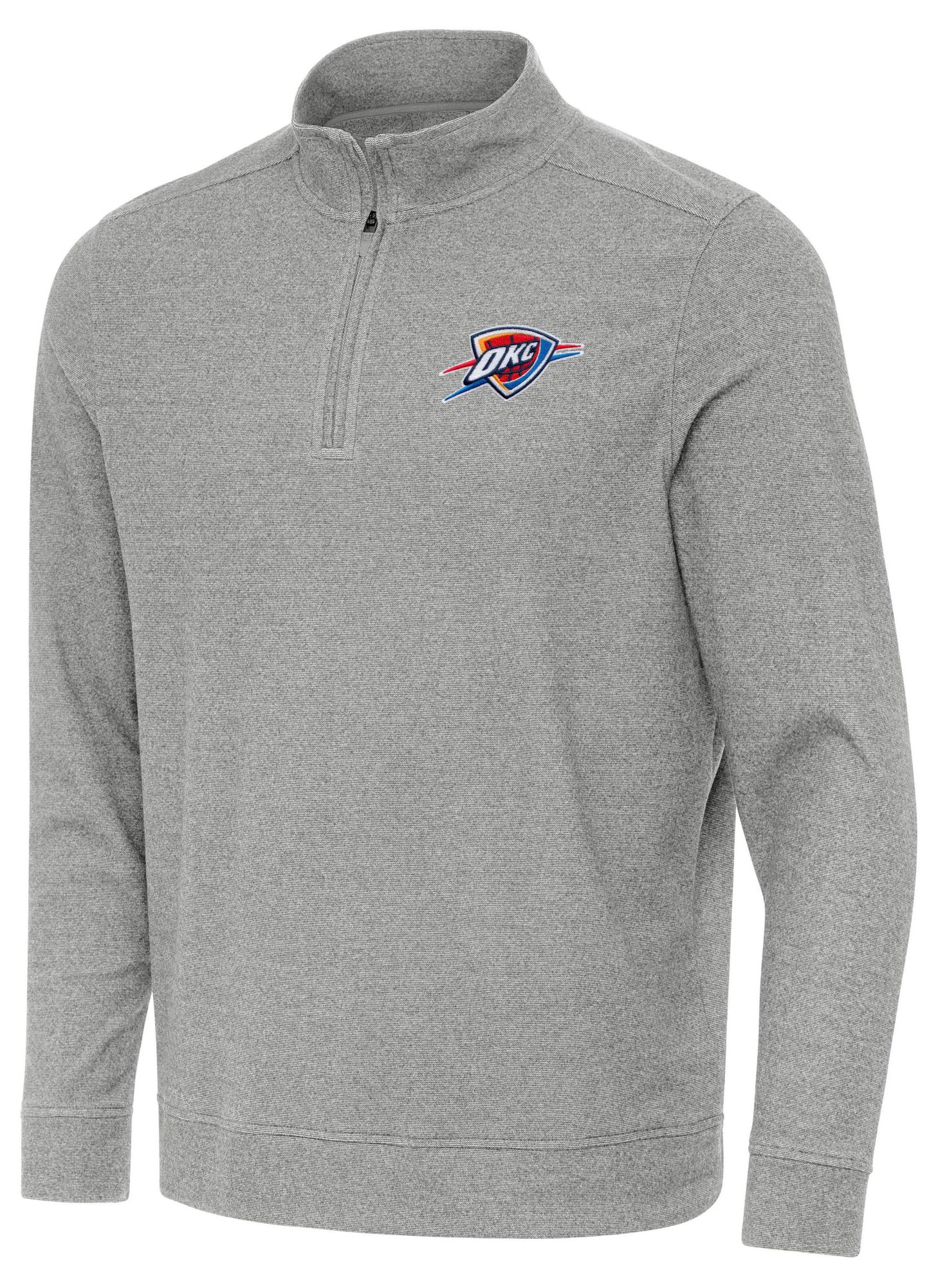 Antigua Men's Oklahoma City Thunder Grey Subtle Quarter-Zip Pullover
