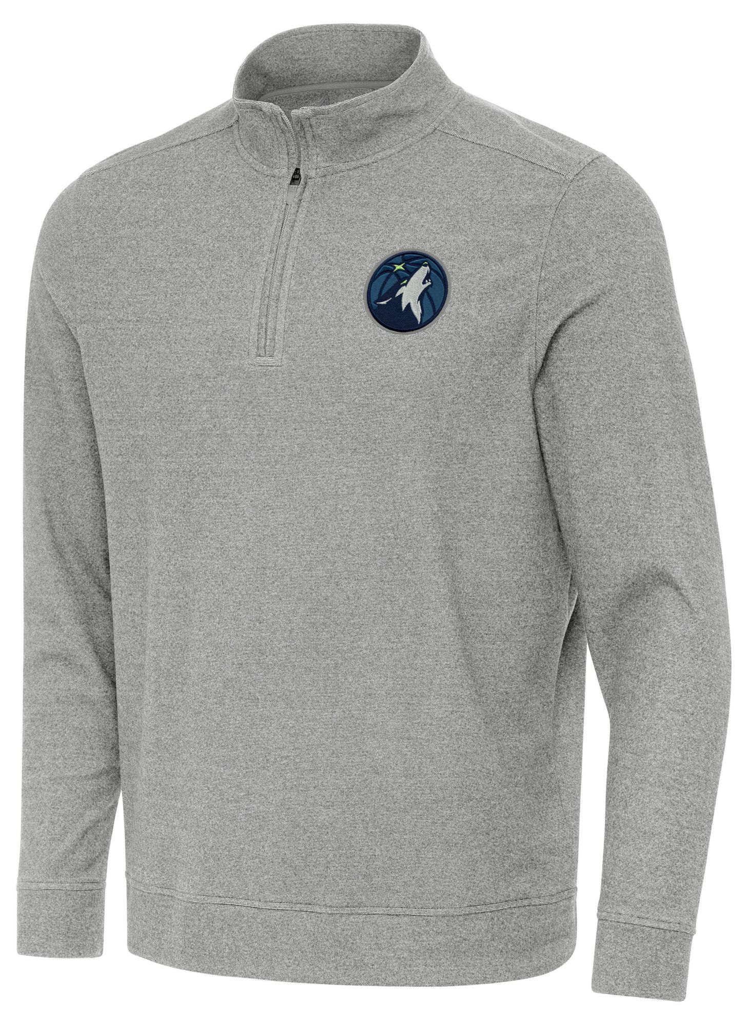 Antigua Men's Minnesota Timberwolves Grey Subtle Quarter-Zip Pullover