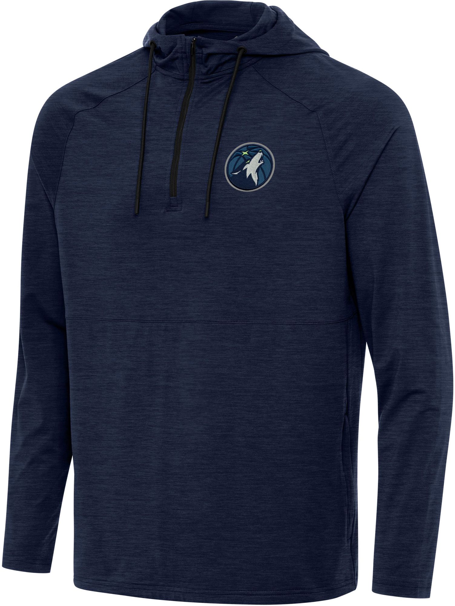 Antigua Men's Minnesota Timberwolves Navy Spikes Quarter-Zip Hooded Pullover