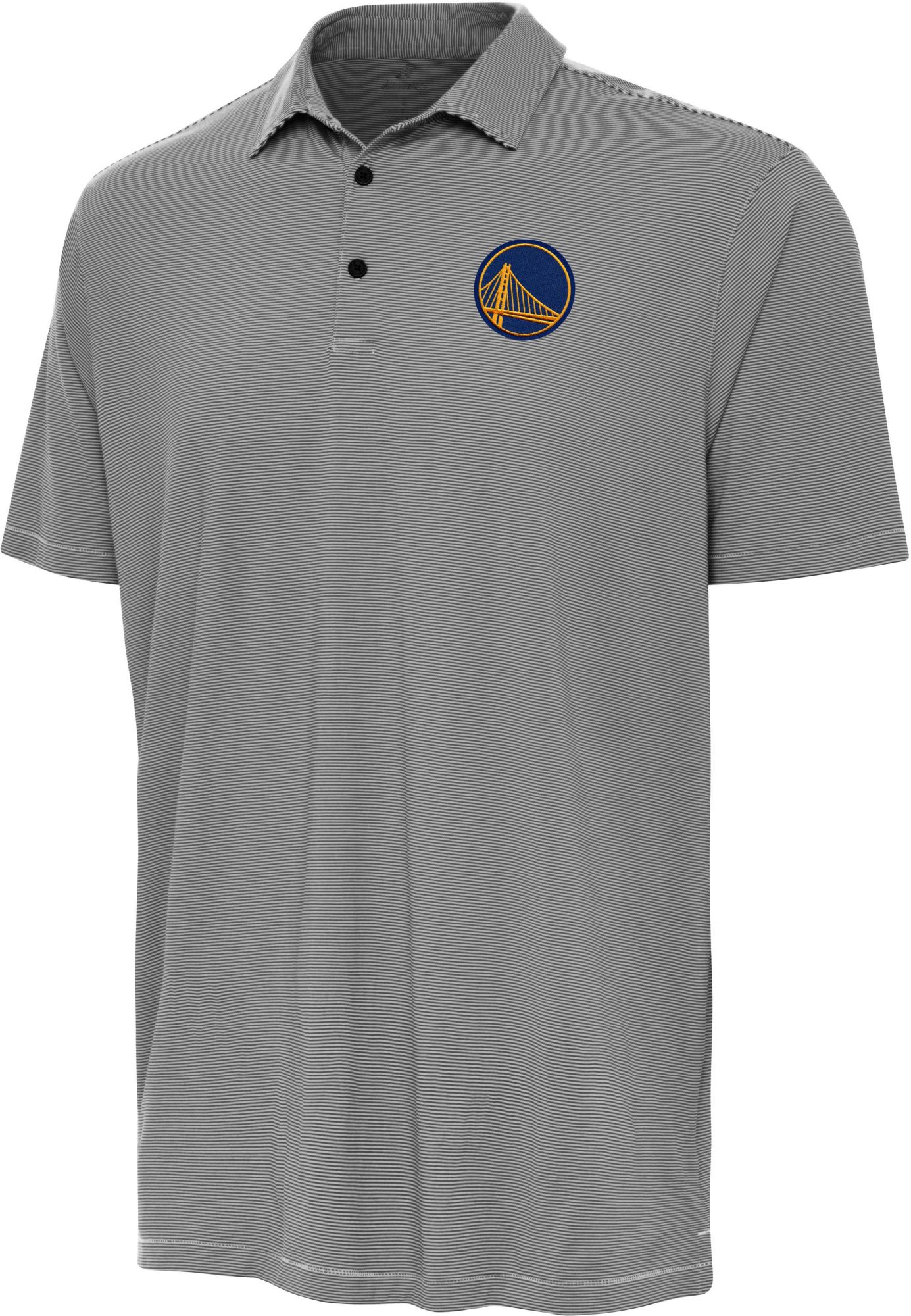 Antigua Men's Golden State Warriors Black Twine Polo