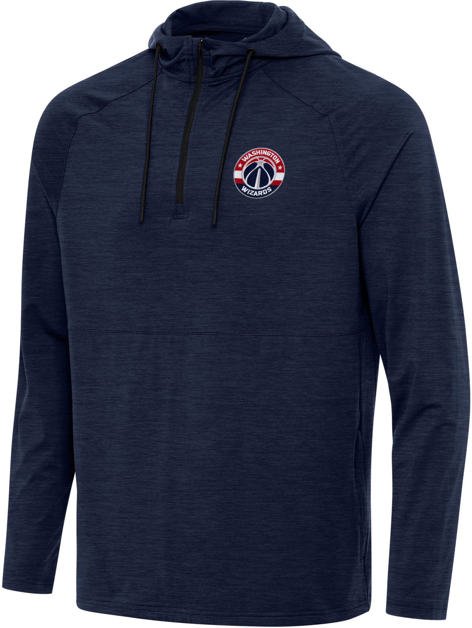 Antigua Men's Washington Wizards Navy Spikes Quarter-Zip Hooded Pullover