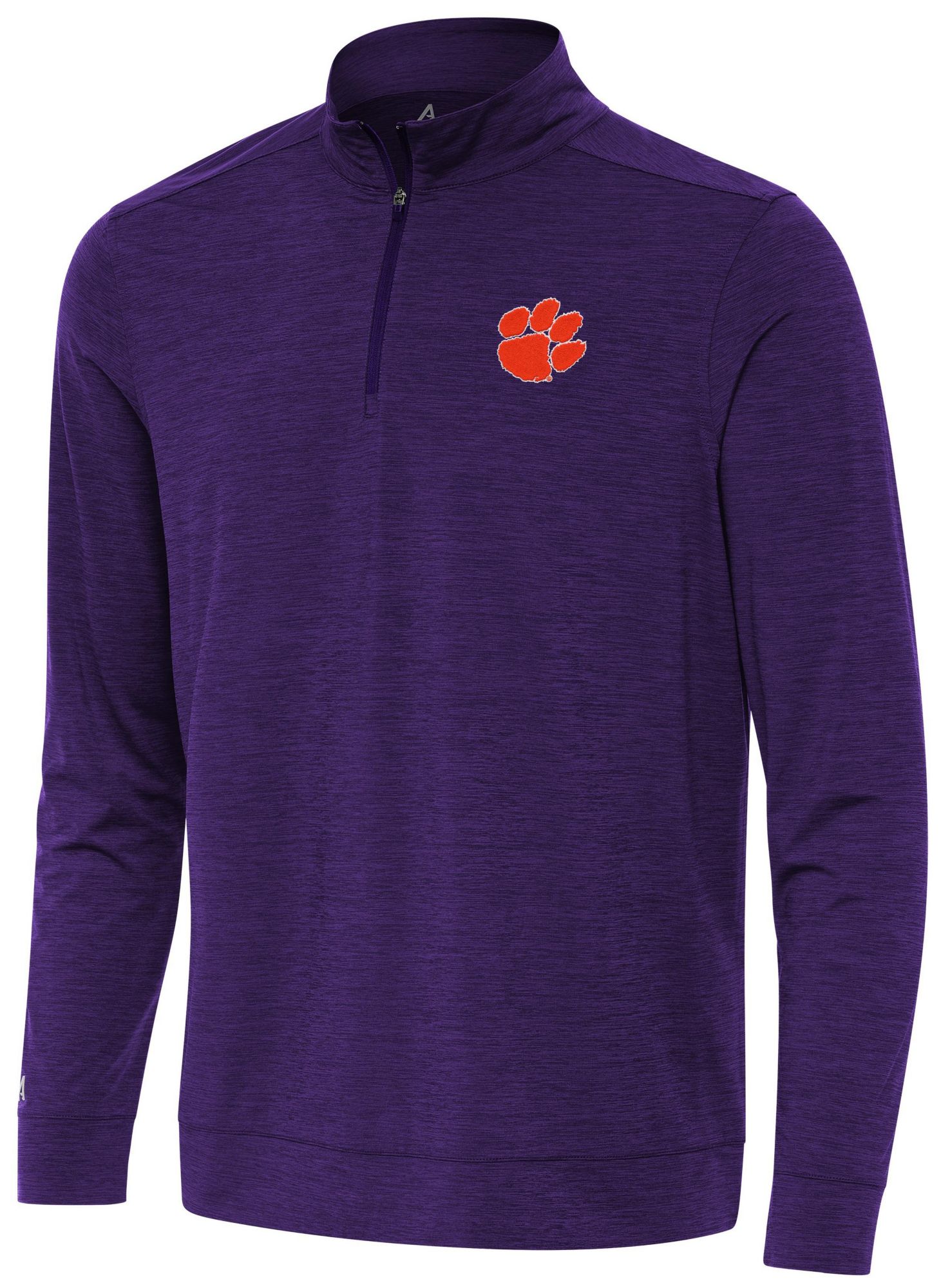 Antigua Men's Clemson Tigers Dark Purple Heather Bright 1/4 Zip Pullover