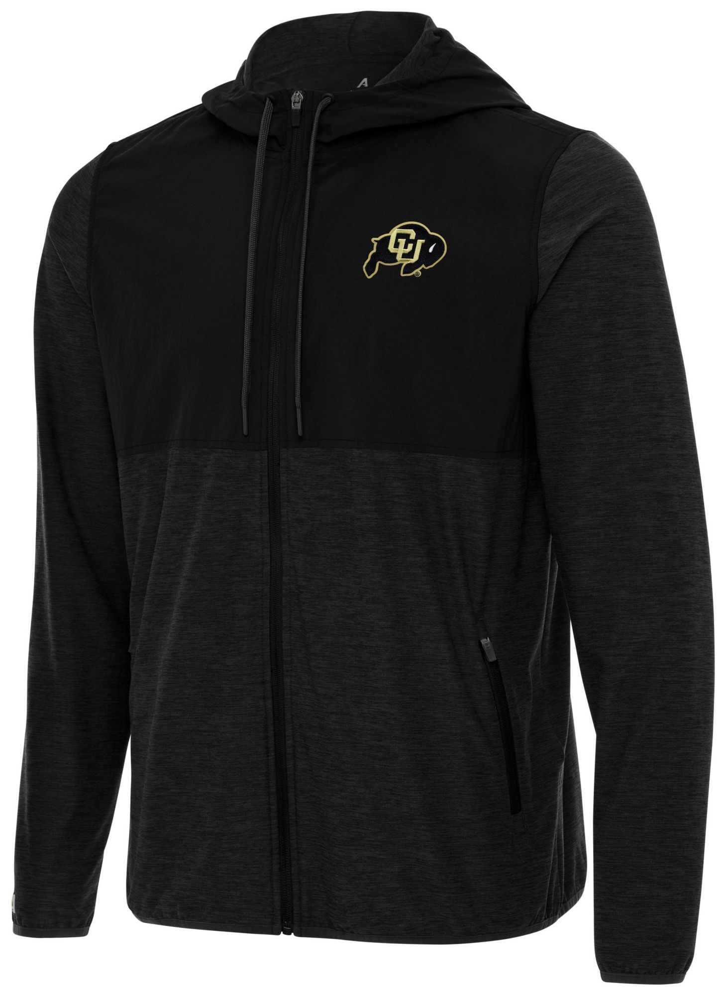 Antigua Men's Colorado Buffaloes Black/Carbon Sway Full-Zip Hoodie