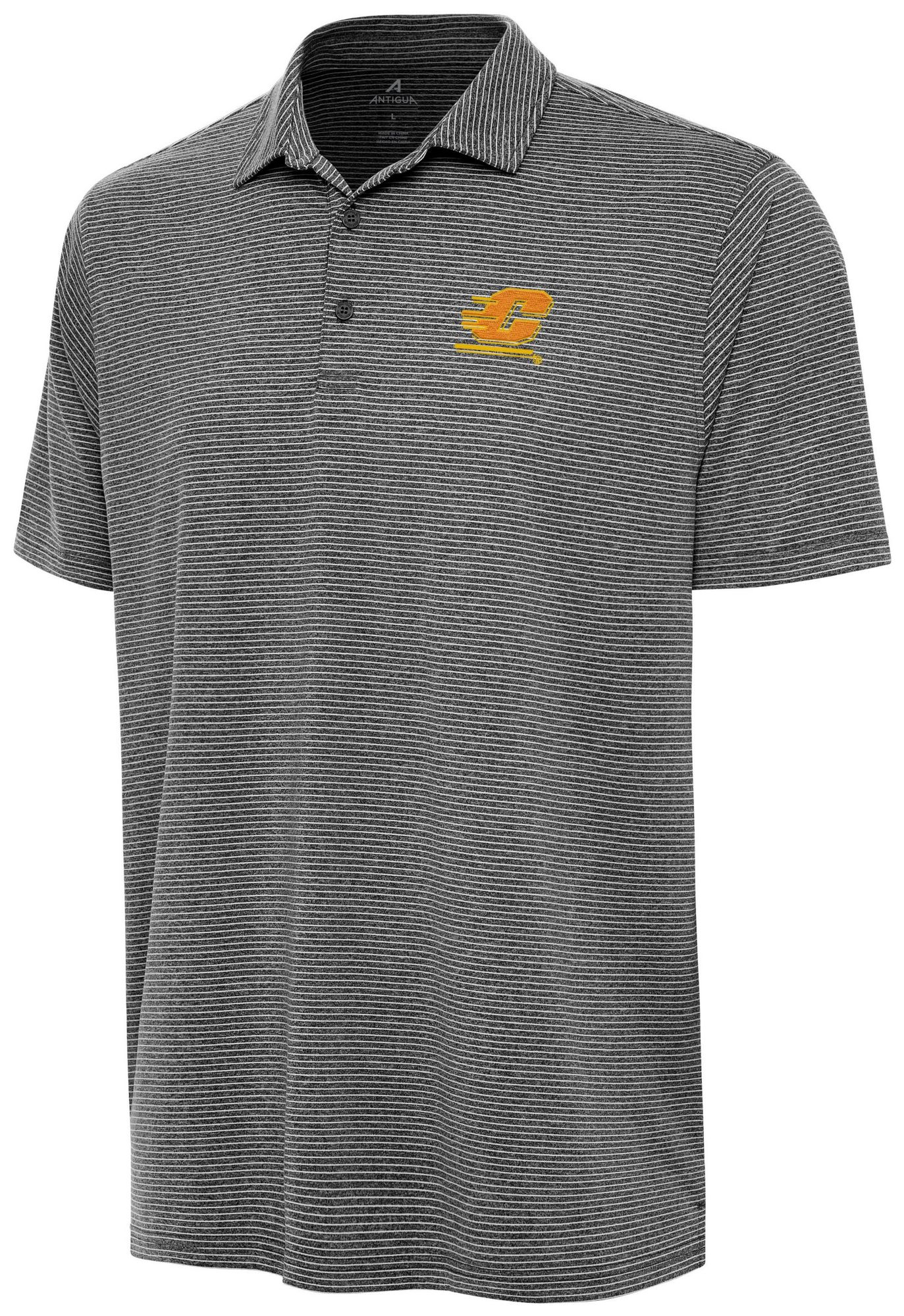 Antigua Men's Central Michigan Chippewas Black Heather Scheme Polo