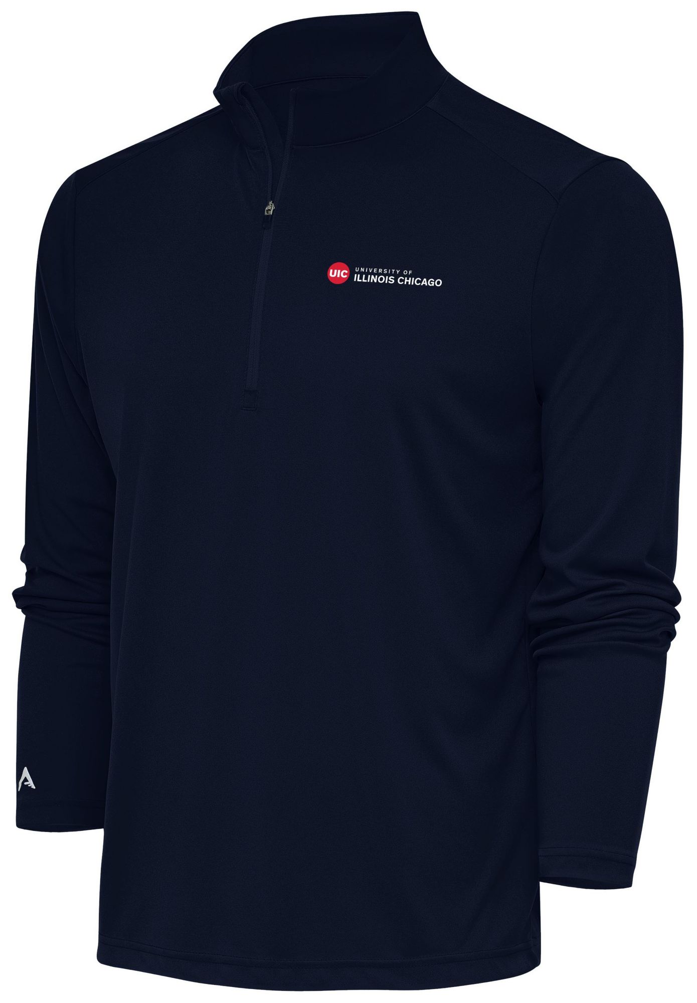 Antigua Men's UIC Flames Navy Tribute 1/4 Zip Pullover