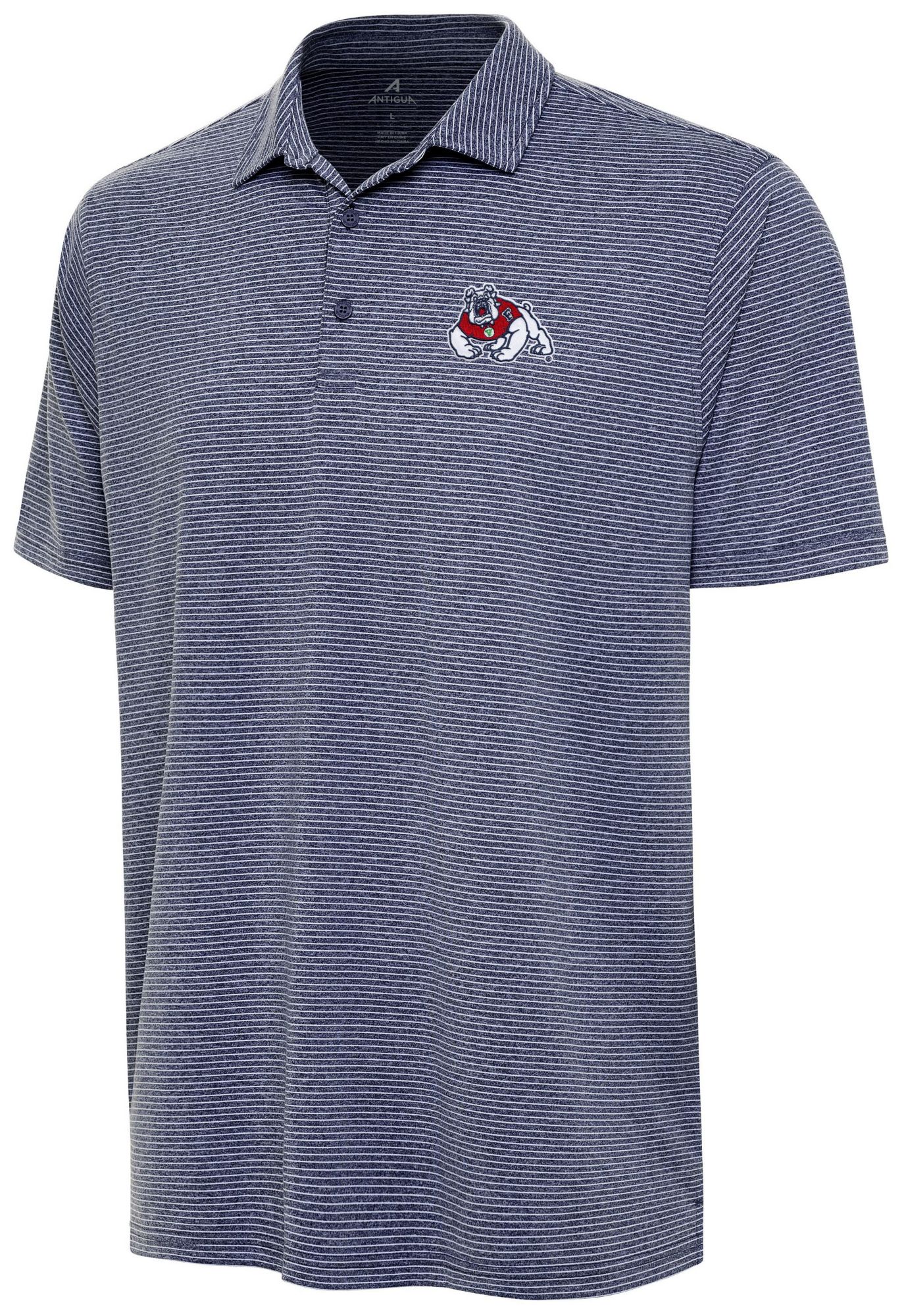 Antigua Men's Fresno State Bulldogs Navy Heather Scheme Polo
