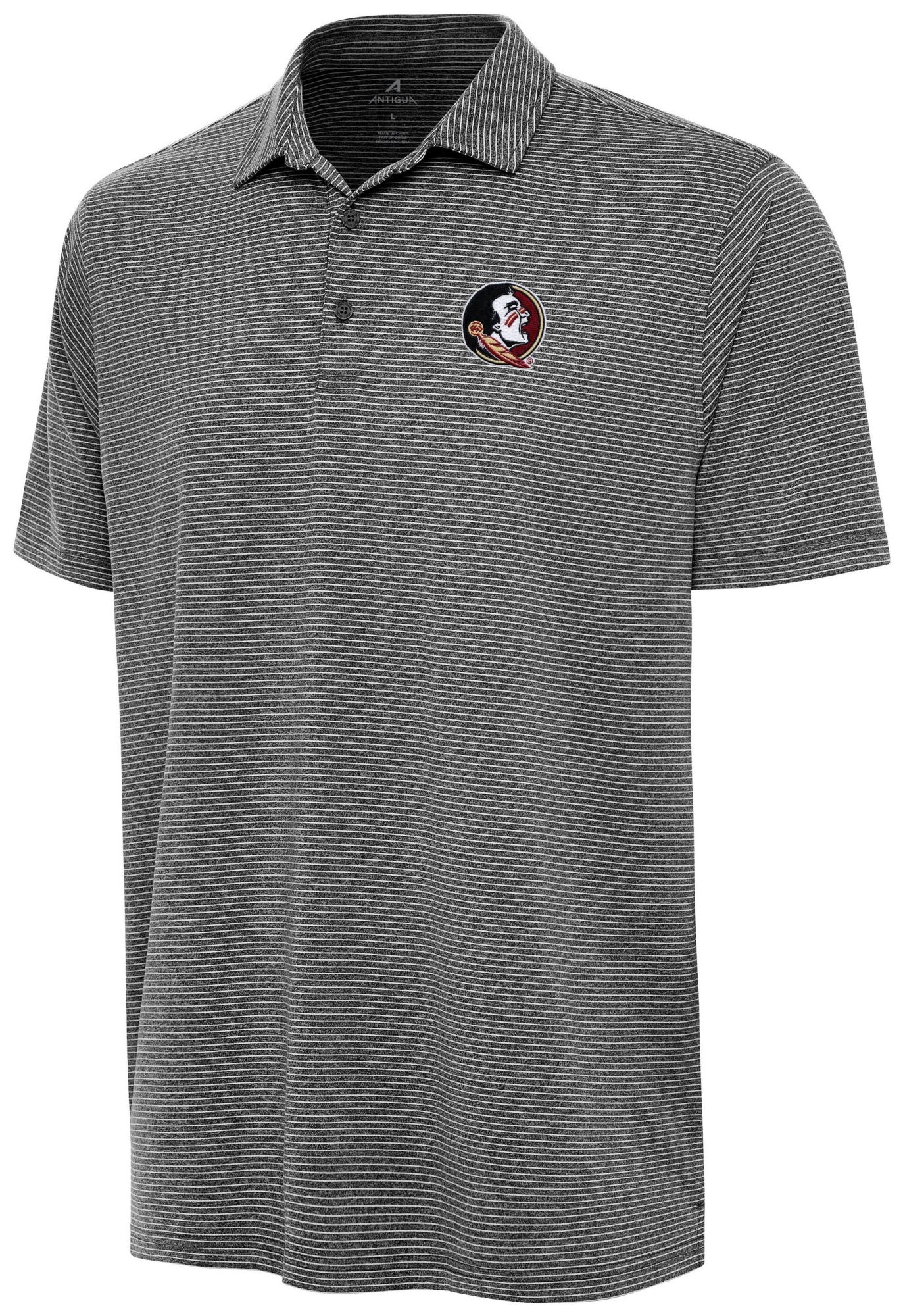 Antigua Men's Florida State Seminoles Black Heather Scheme Polo