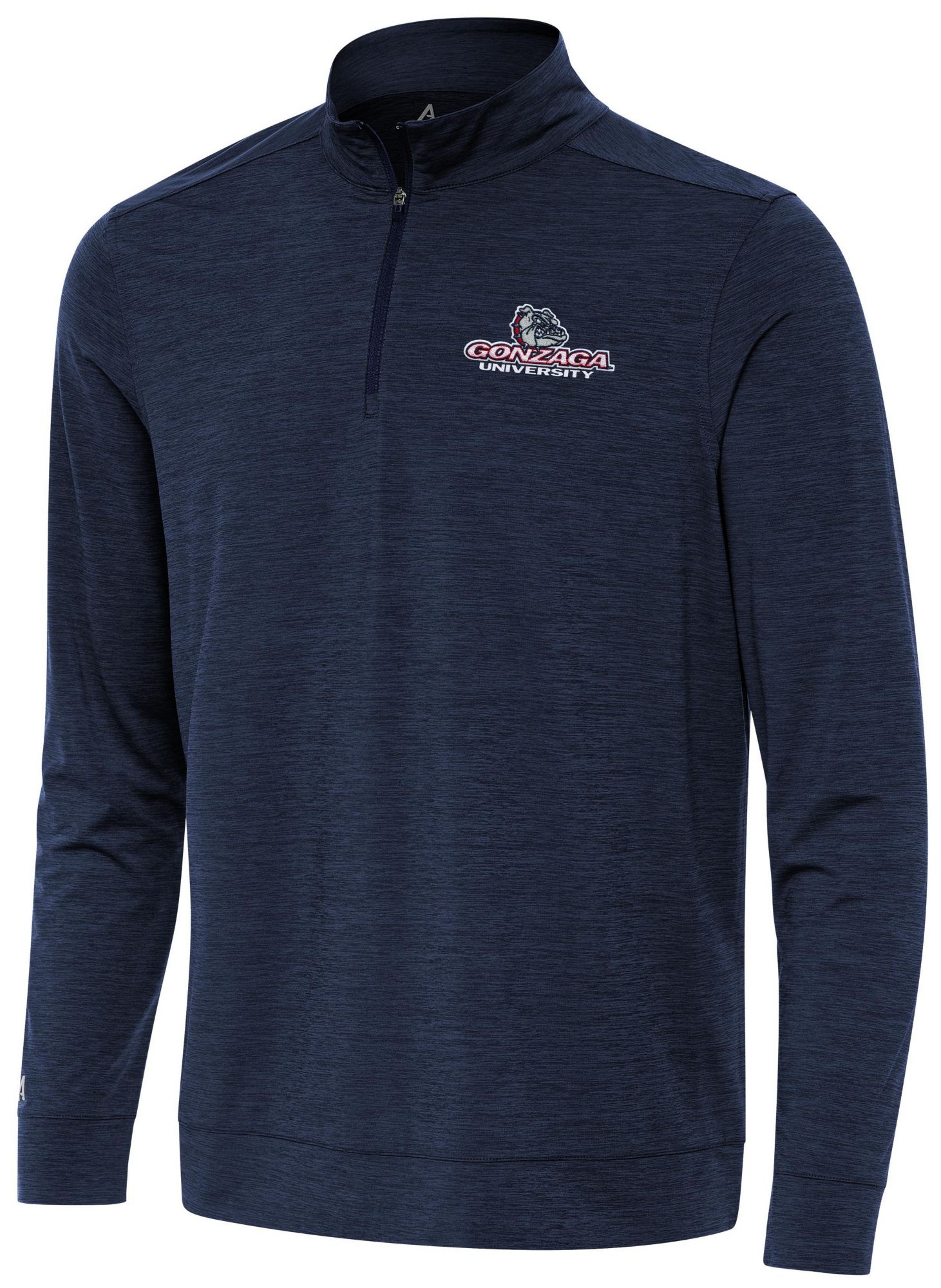 Antigua Men's Gonzaga Bulldogs Navy Heather Bright 1/4 Zip Pullover