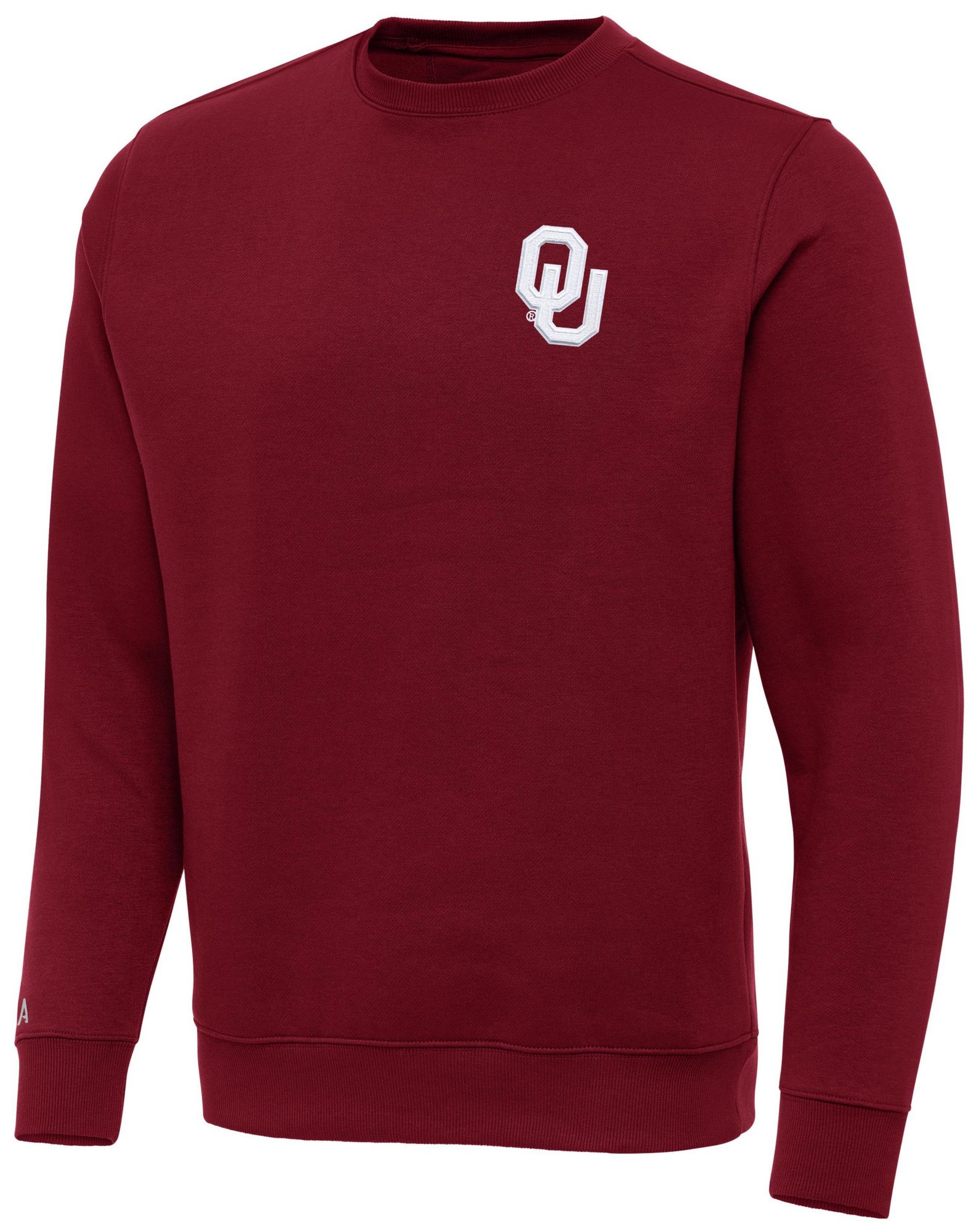 Antigua Men's Oklahoma Sooners Cardinal Red Victory Pullover Crewneck Sweatshirt