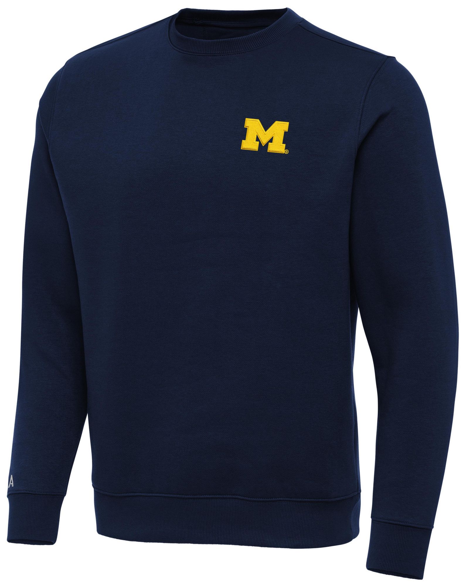 Antigua Men's Michigan Wolverines Navy Victory Pullover Crewneck Sweatshirt