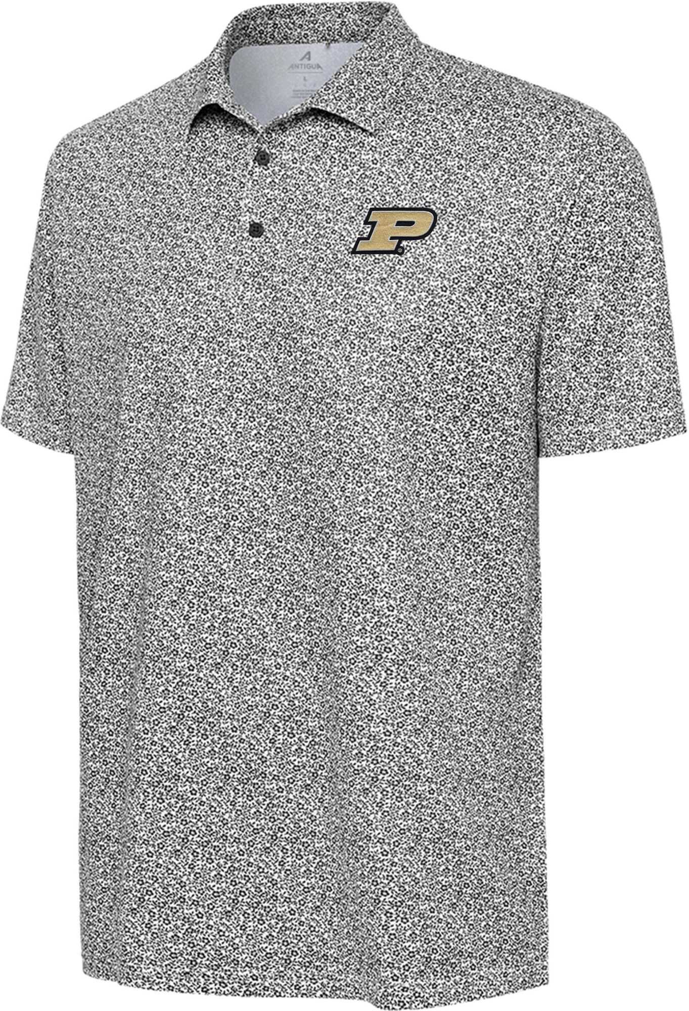 Antigua Men's Purdue Boilermakers White Ditsy Field Polo