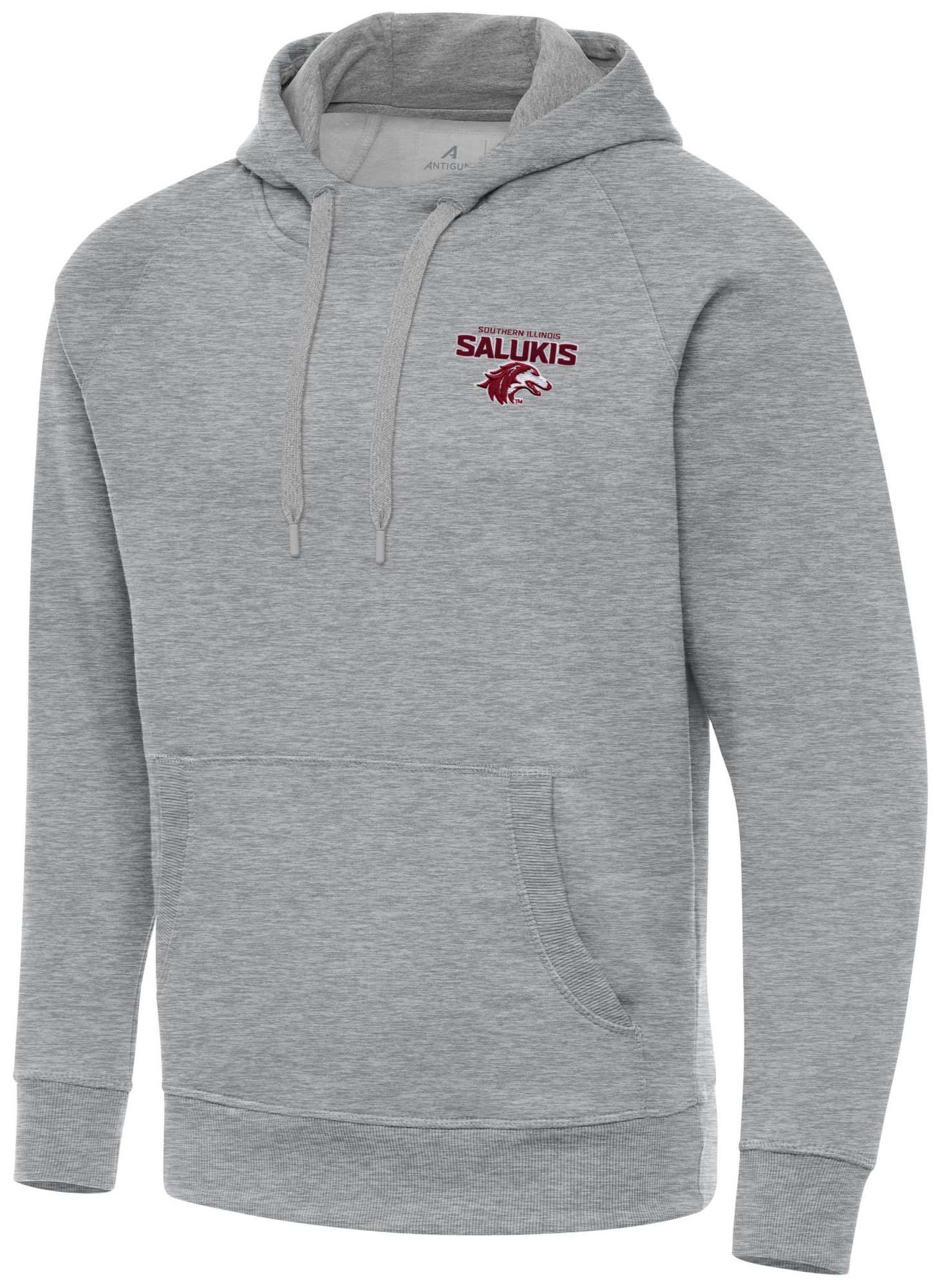 Antigua Men's Southern Illinois Salukis Grey Heather Victory Pullover Hoodie