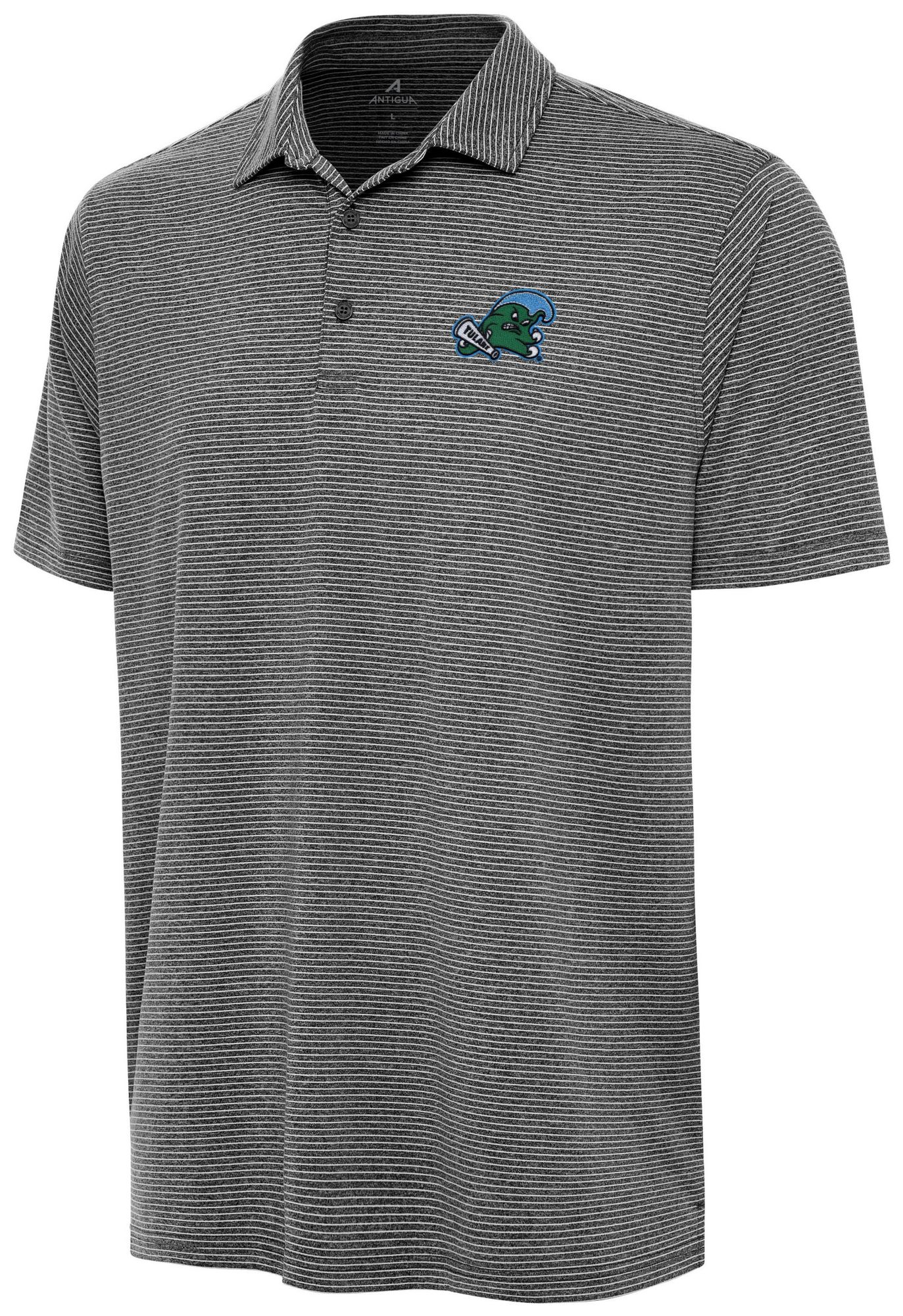 Antigua Men's Tulane Green Wave Black Heather Scheme Polo