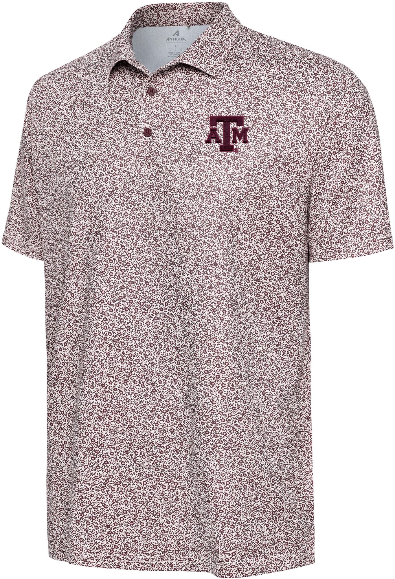 Antigua Men's Texas A&M Aggies White Ditsy Field Polo