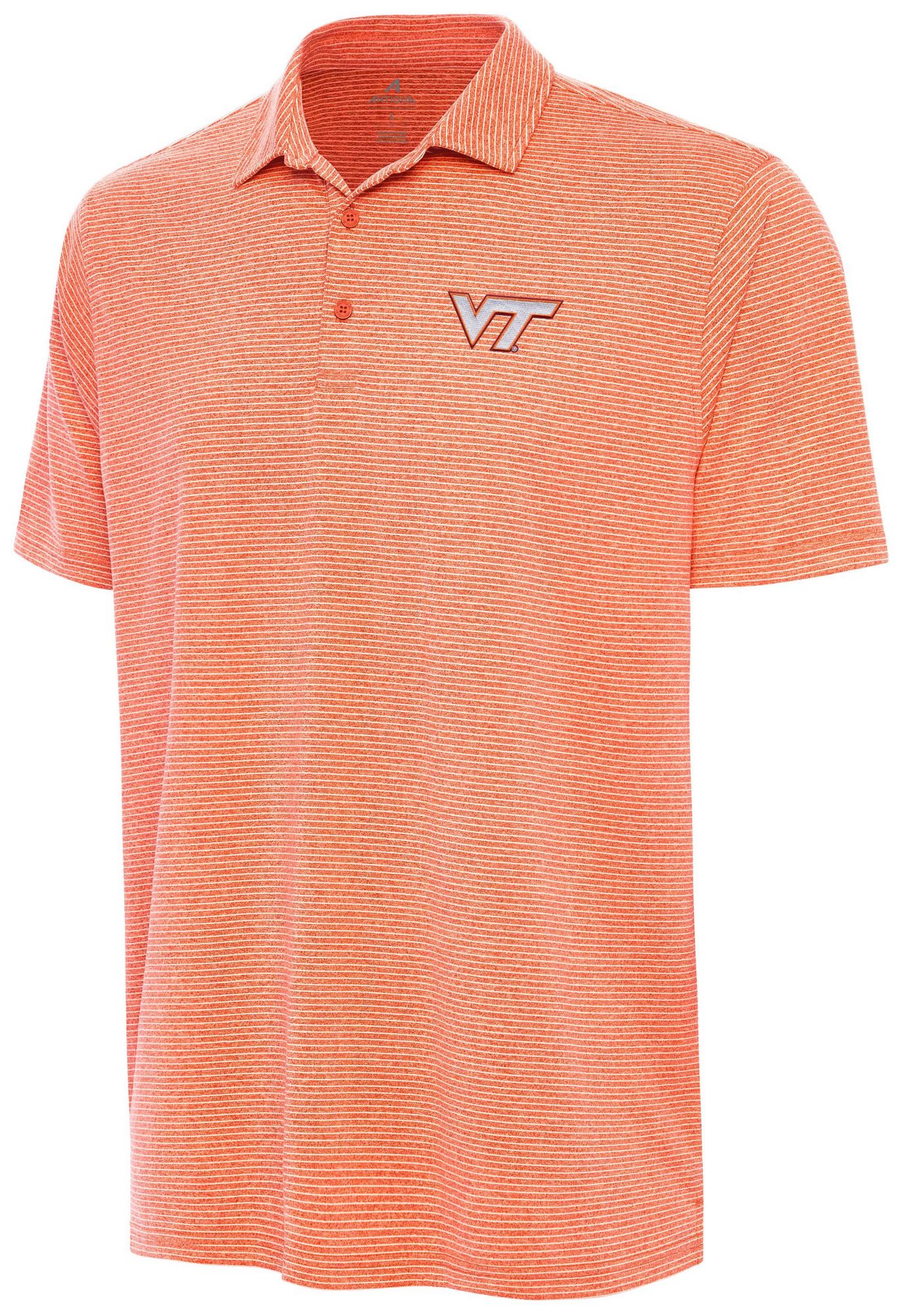 Antigua Men's Virginia Tech Hokies Mango Heather Scheme Polo