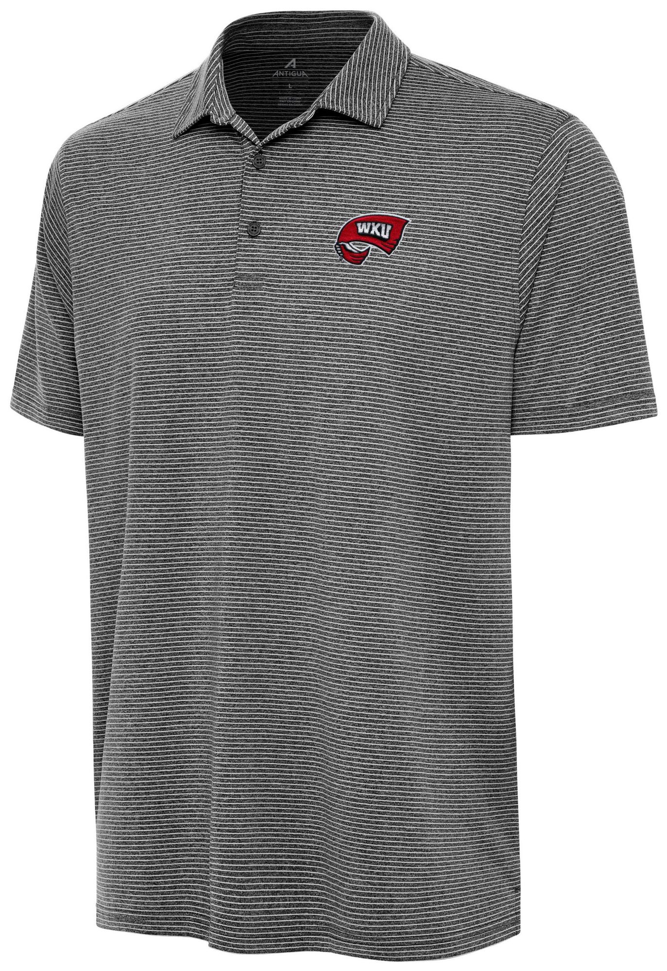 Antigua Men's Western Kentucky Hilltoppers Black Heather Scheme Polo