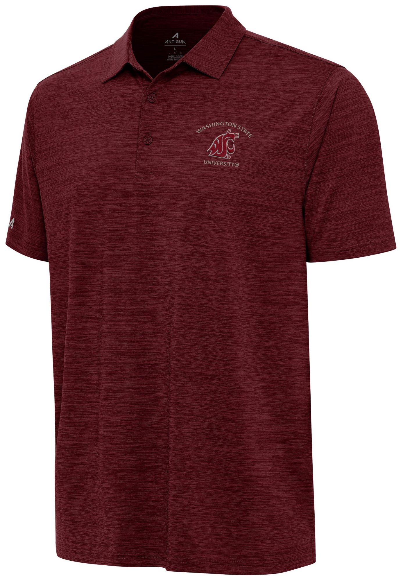 Antigua Men's Washington State Cougars Cabernet Heather Layout Polo