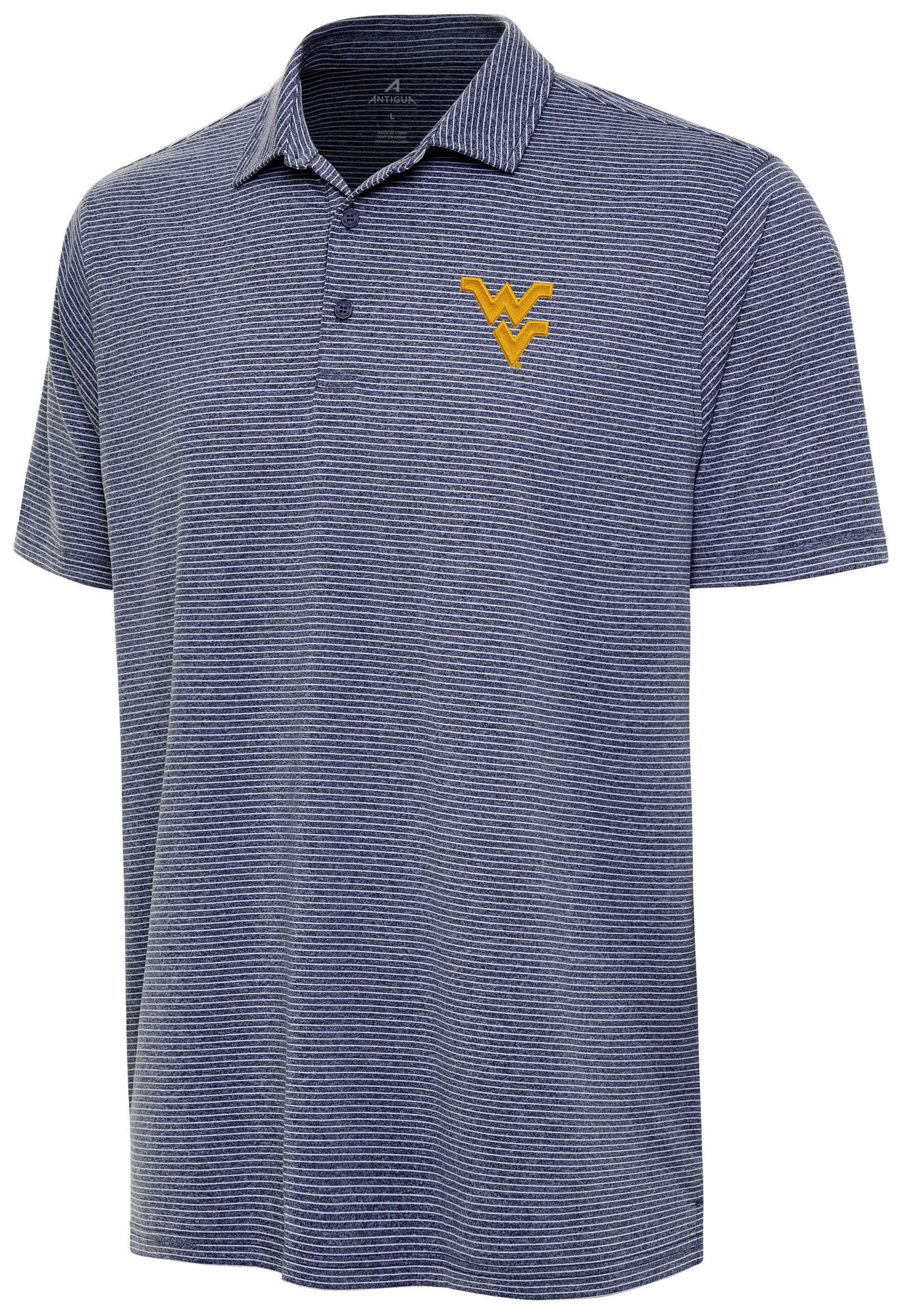 Antigua Men's West Virginia Mountaineers Navy Heather Scheme Polo