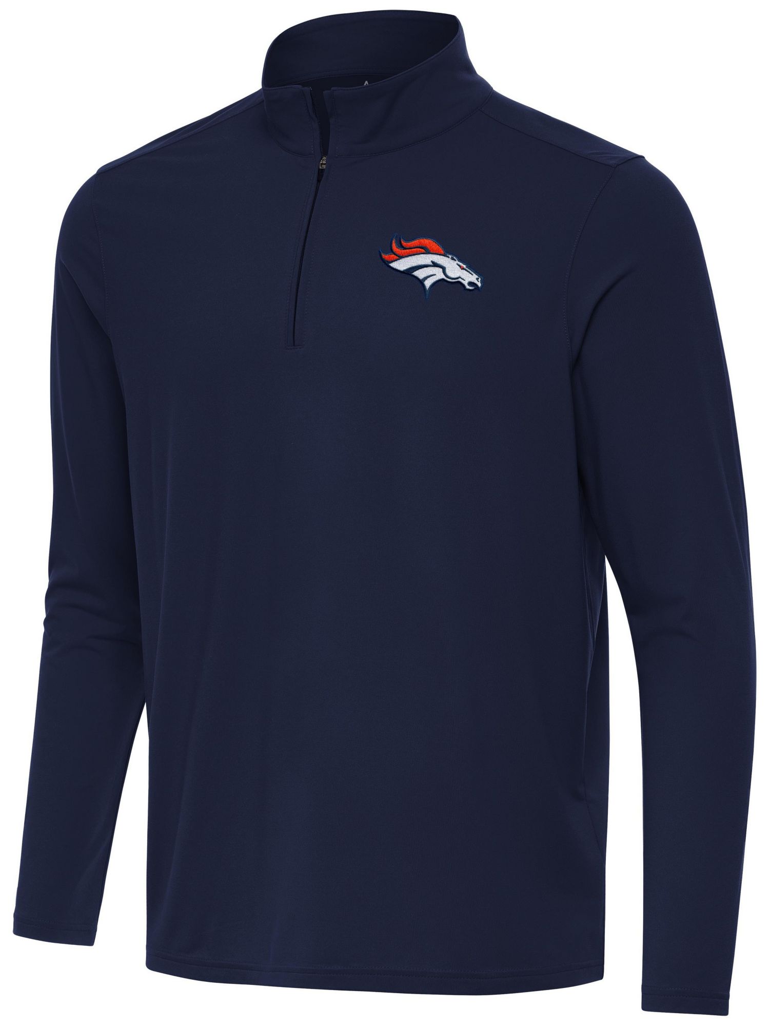 Antigua Men's Denver Broncos Intent Navy Quarter-Zip Pullover Shirt