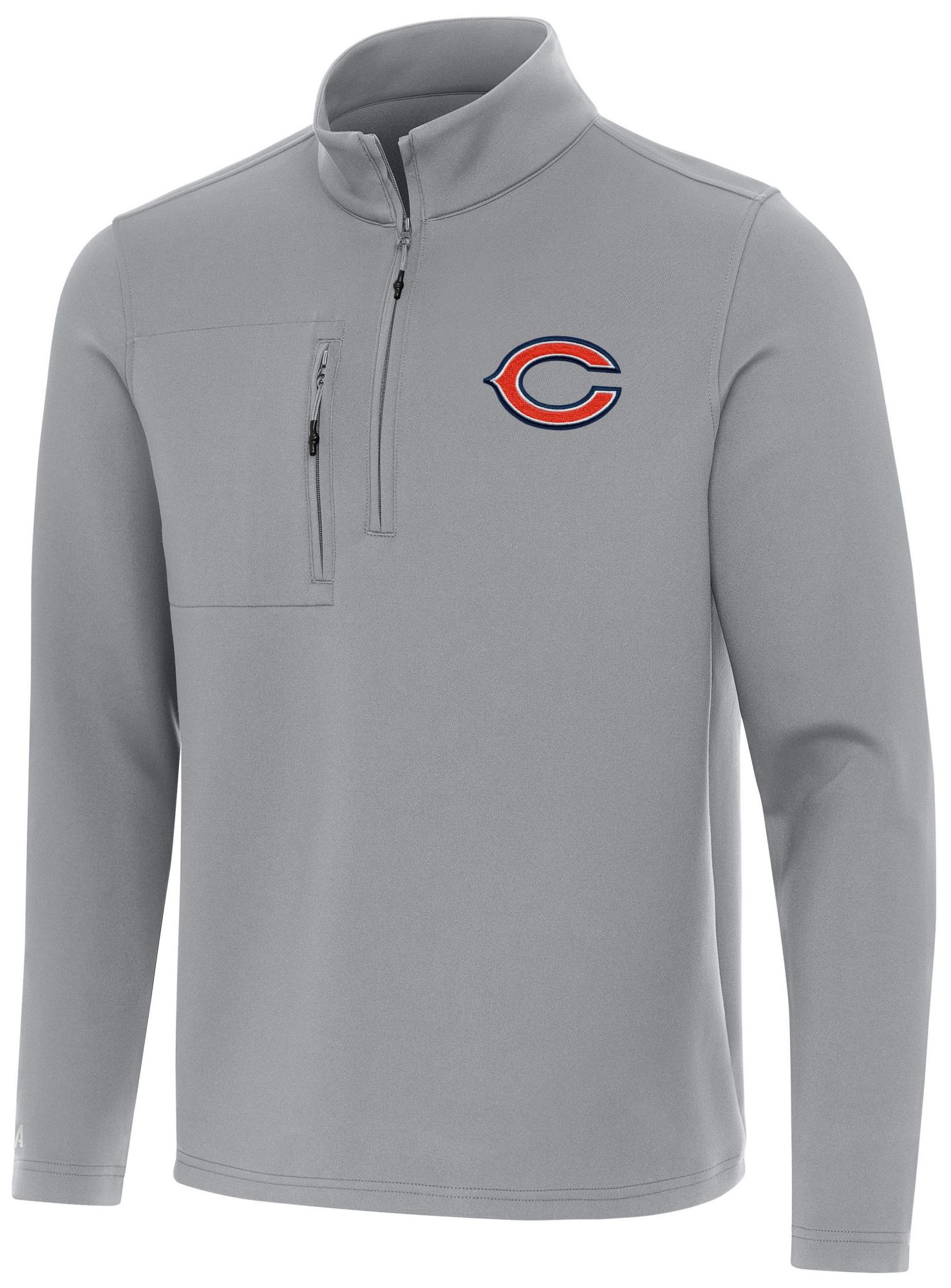 Antigua Men's Chicago Bears Insider Grey Quarter-Zip Pullover Shirt
