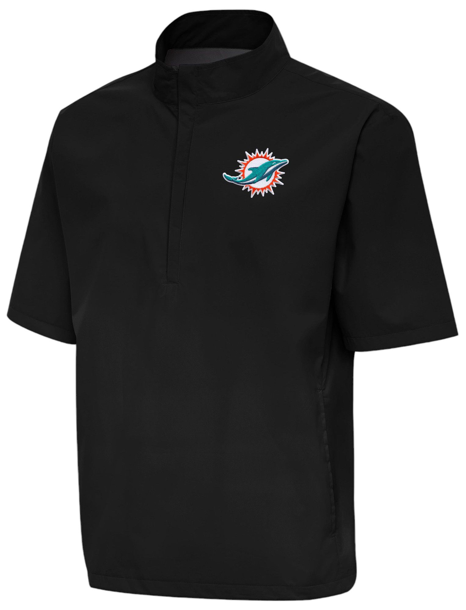 Antigua Men's  Miami Dolphins Brisk Short Sleeve 1/4 Zip Pullover