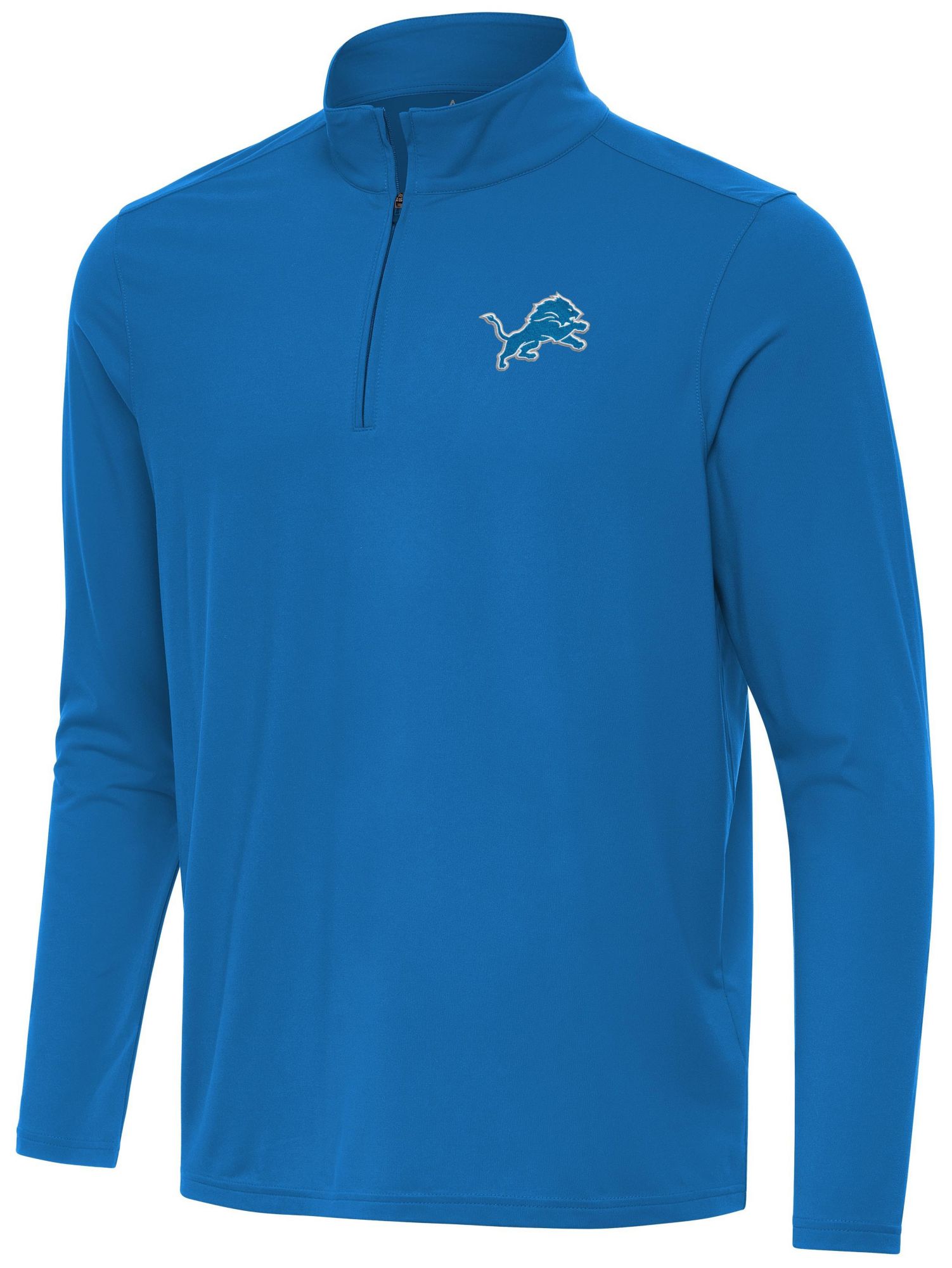 Antigua Men's Detroit Lions Intent Bright Blue Quarter-Zip Pullover Shirt