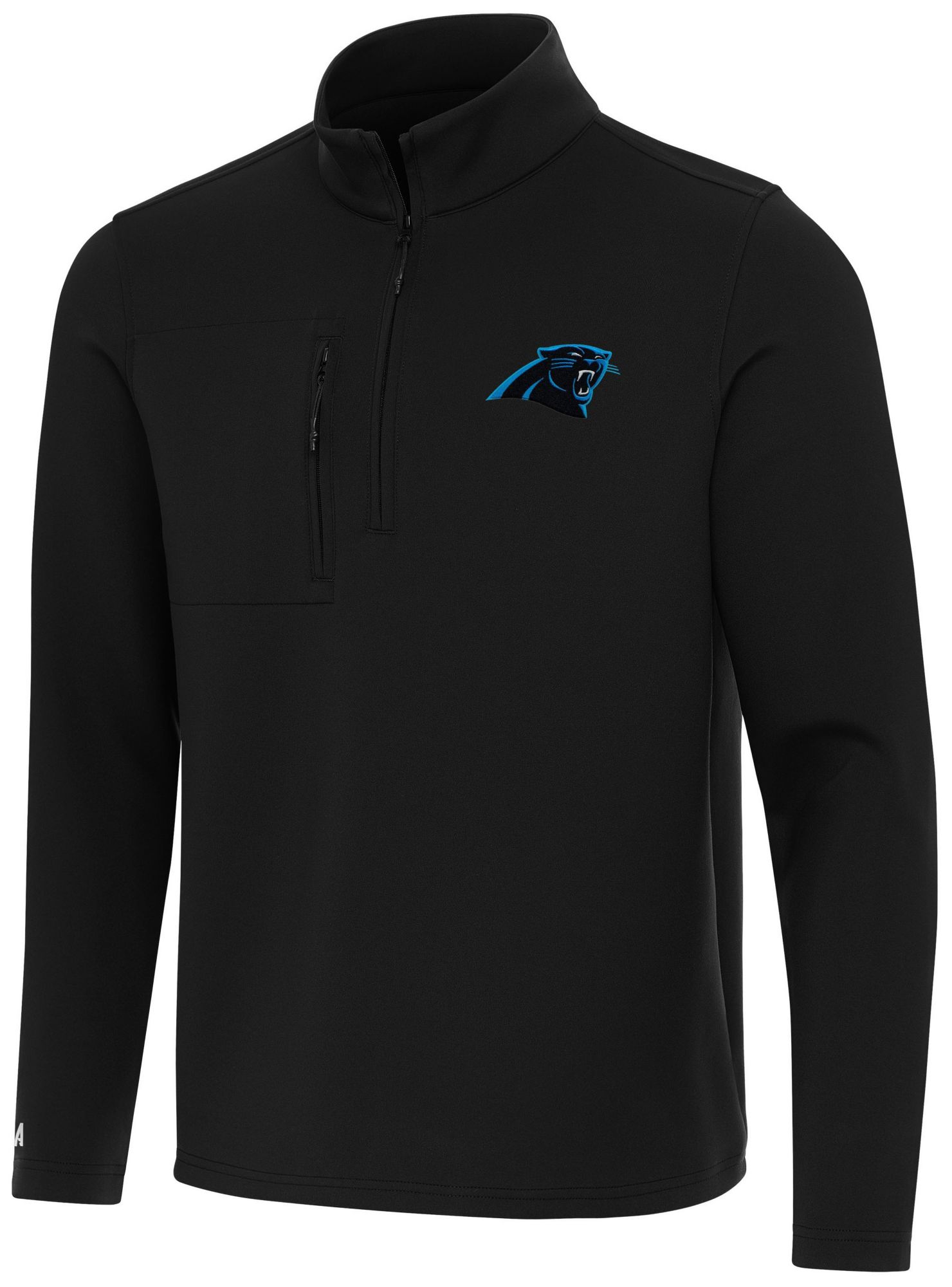 Antigua Men's Carolina Panthers Insider Black Quarter-Zip Pullover Shirt
