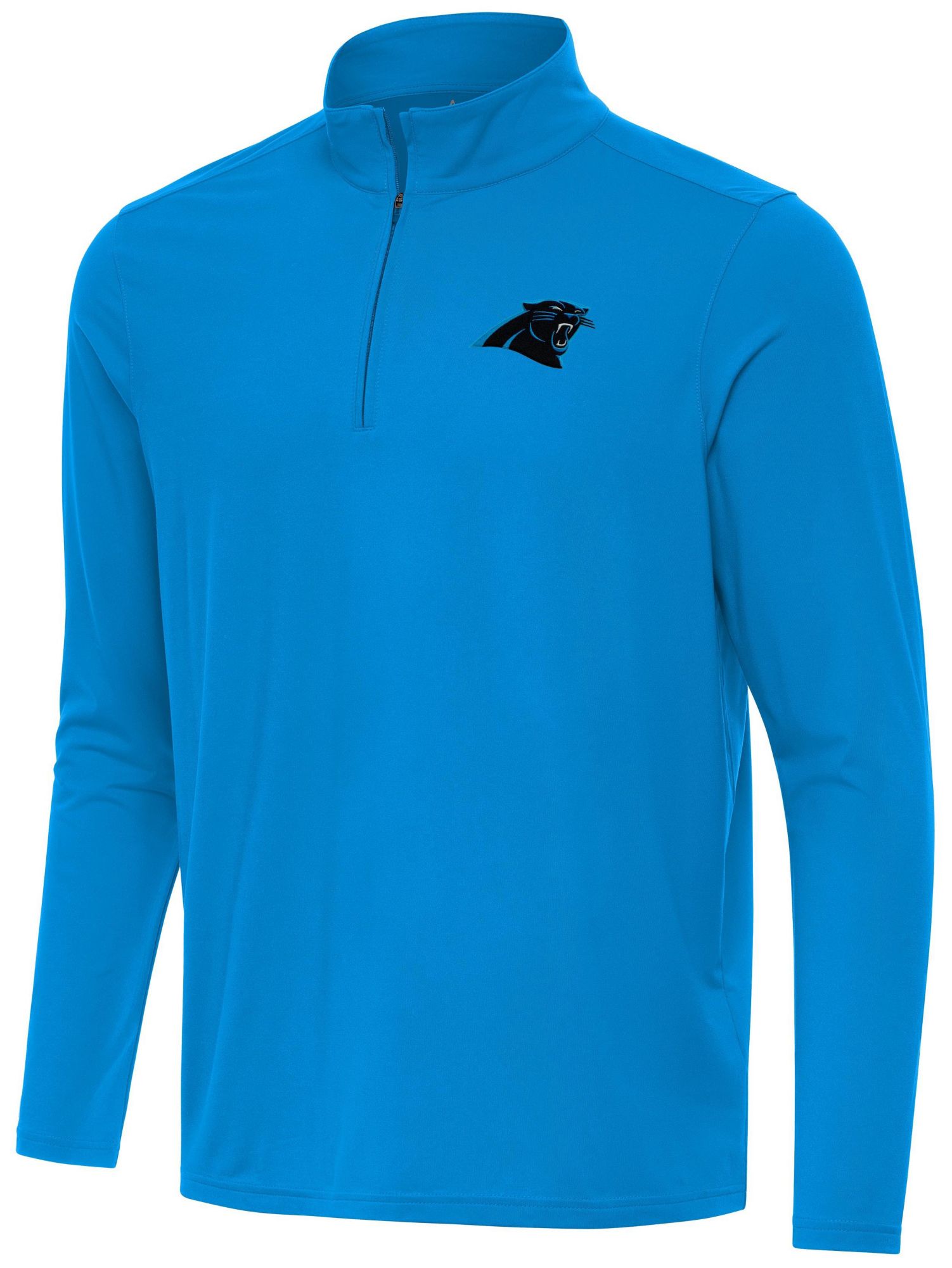 Antigua Men's Carolina Panthers Intent Blue Quarter-Zip Pullover Shirt