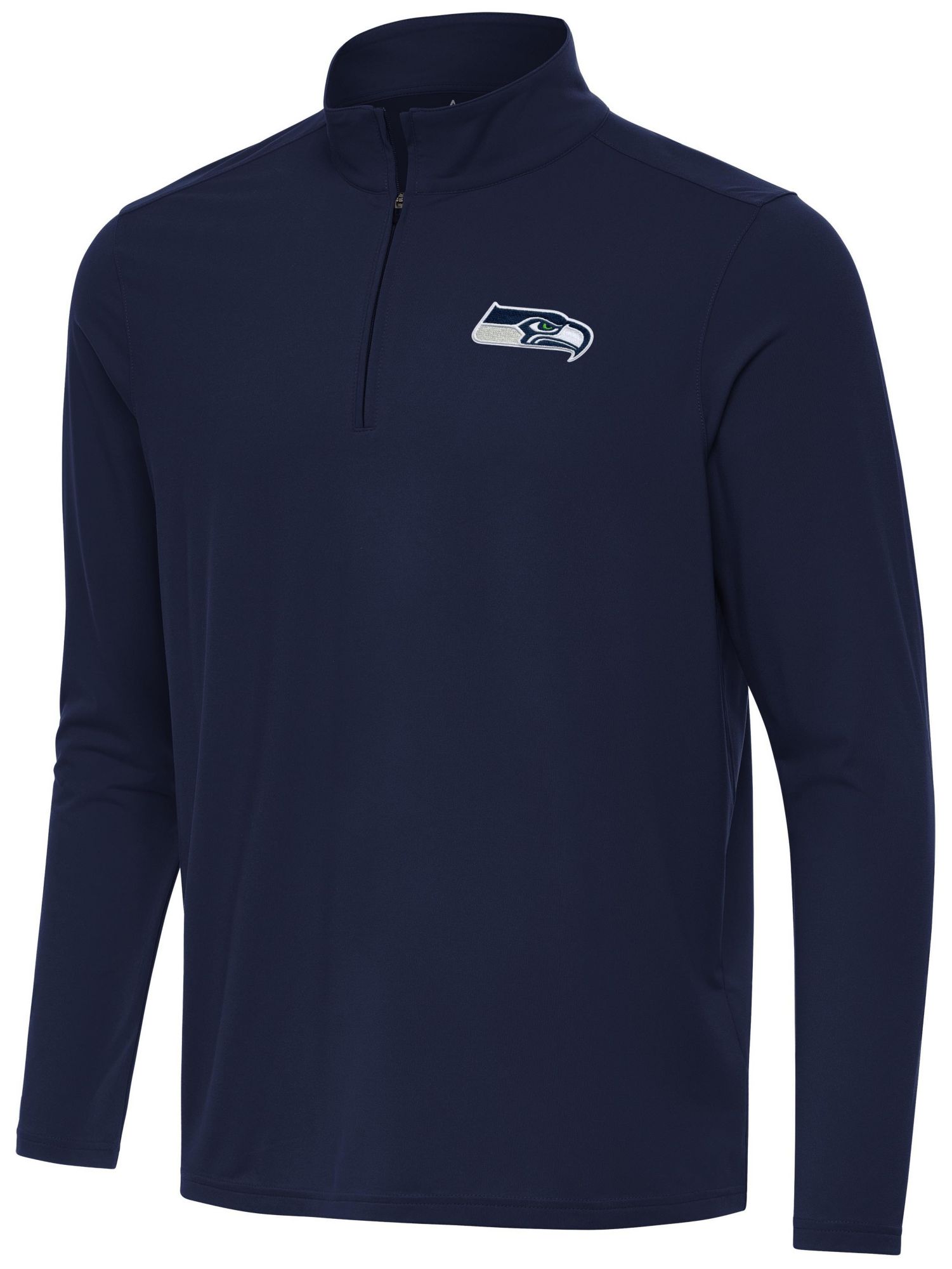 Antigua Men's Seattle Seahawks Navy Intent Quarter-Zip Shirt