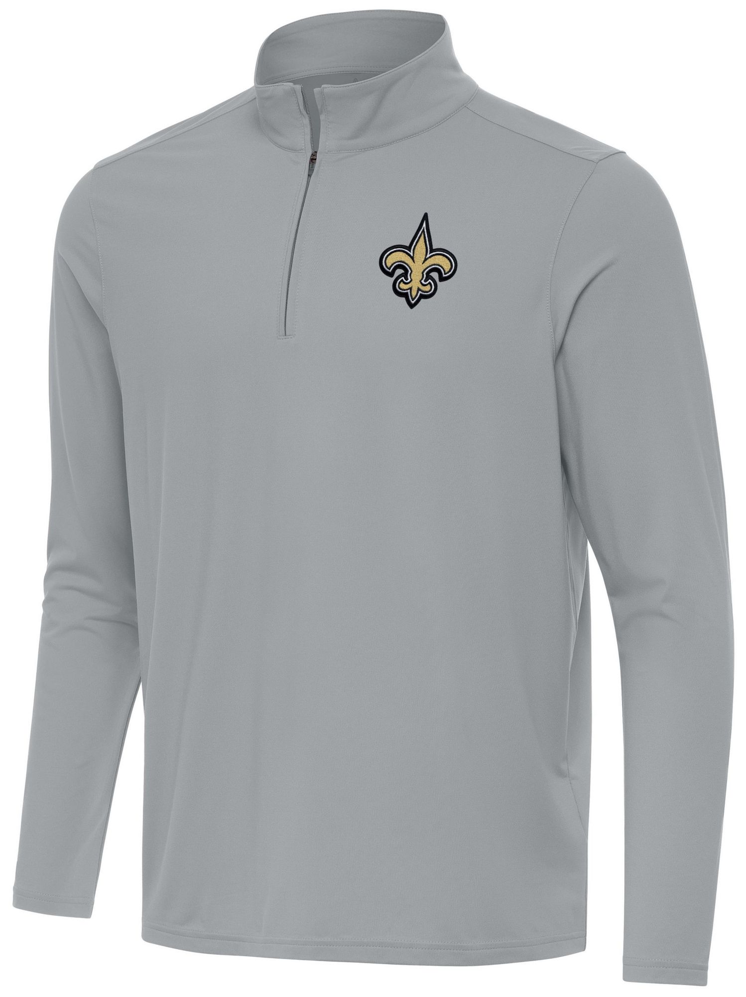 Antigua Men's New Orleans Saints Grey Intent Quarter-Zip Shirt