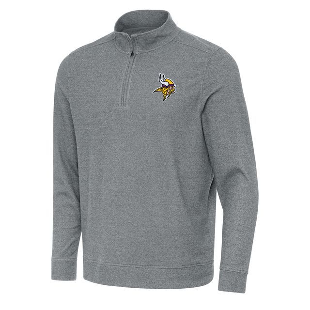 Antigua Men's Minnesota Vikings Carbon Subtle 1/4 Zip Pullover