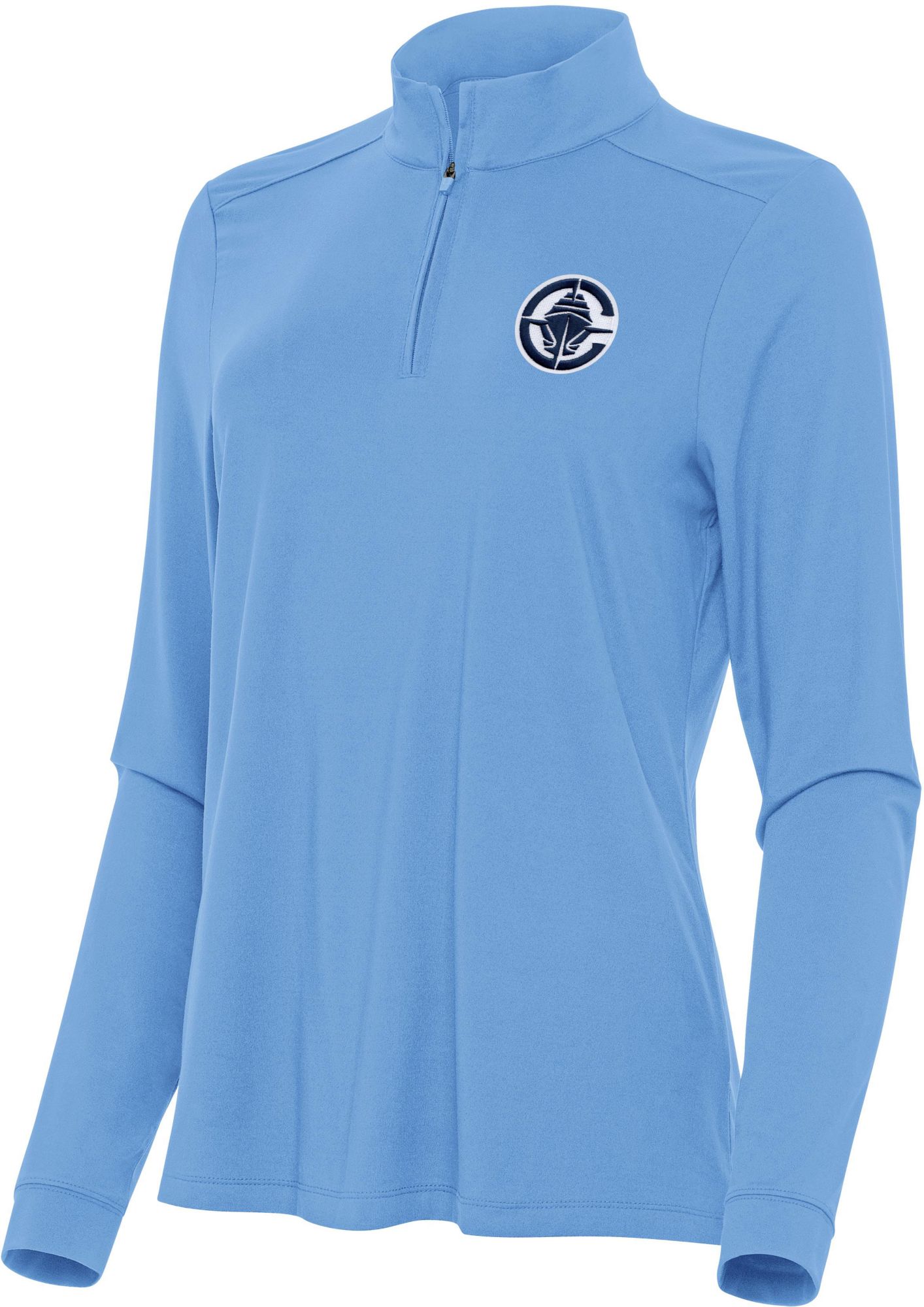 Antigua Women's Los Angeles Clippers Blue Intent Quarter-Zip Pullover