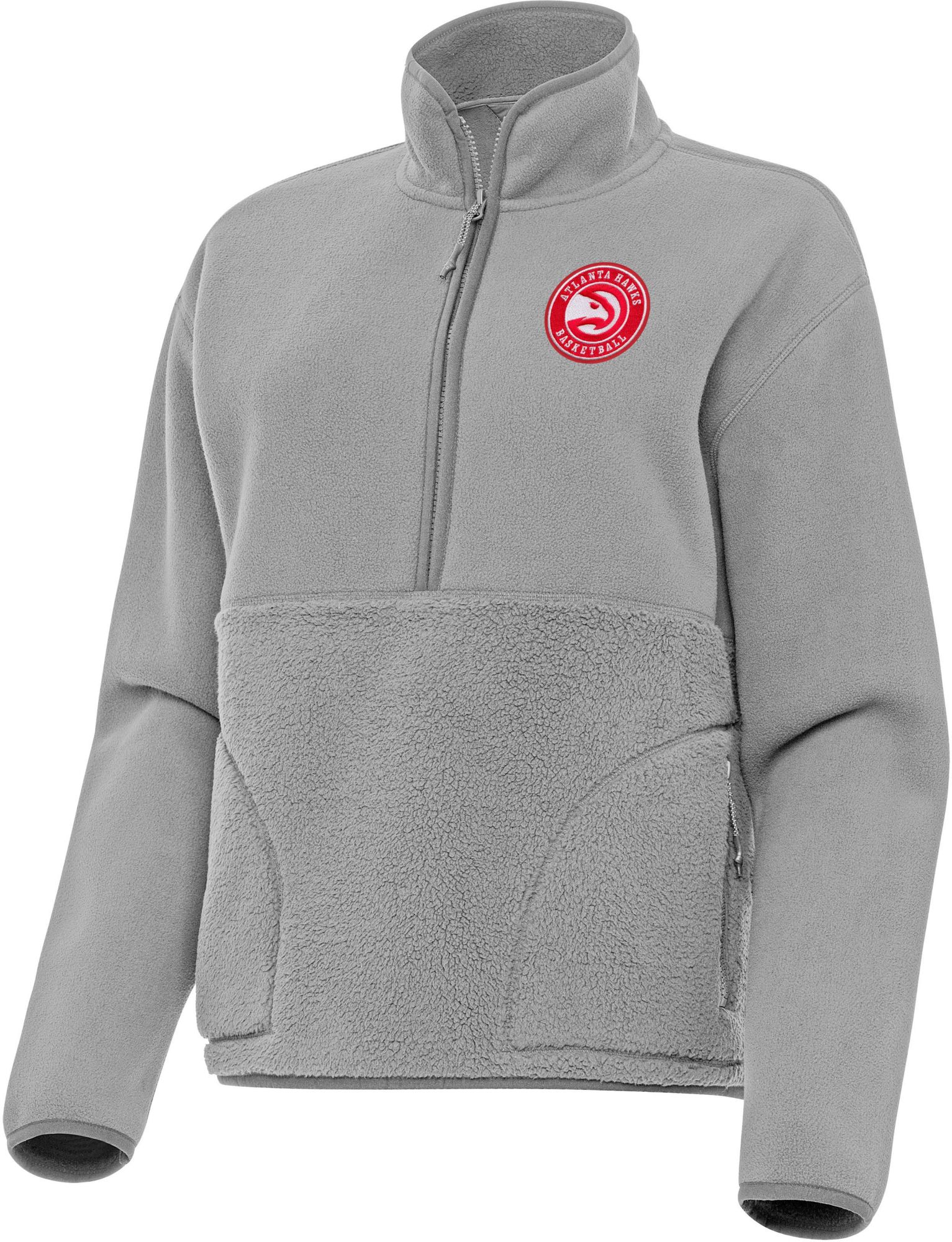 Antigua Women's Atlanta Hawks Grey Figure Quarter-Zip Pullover