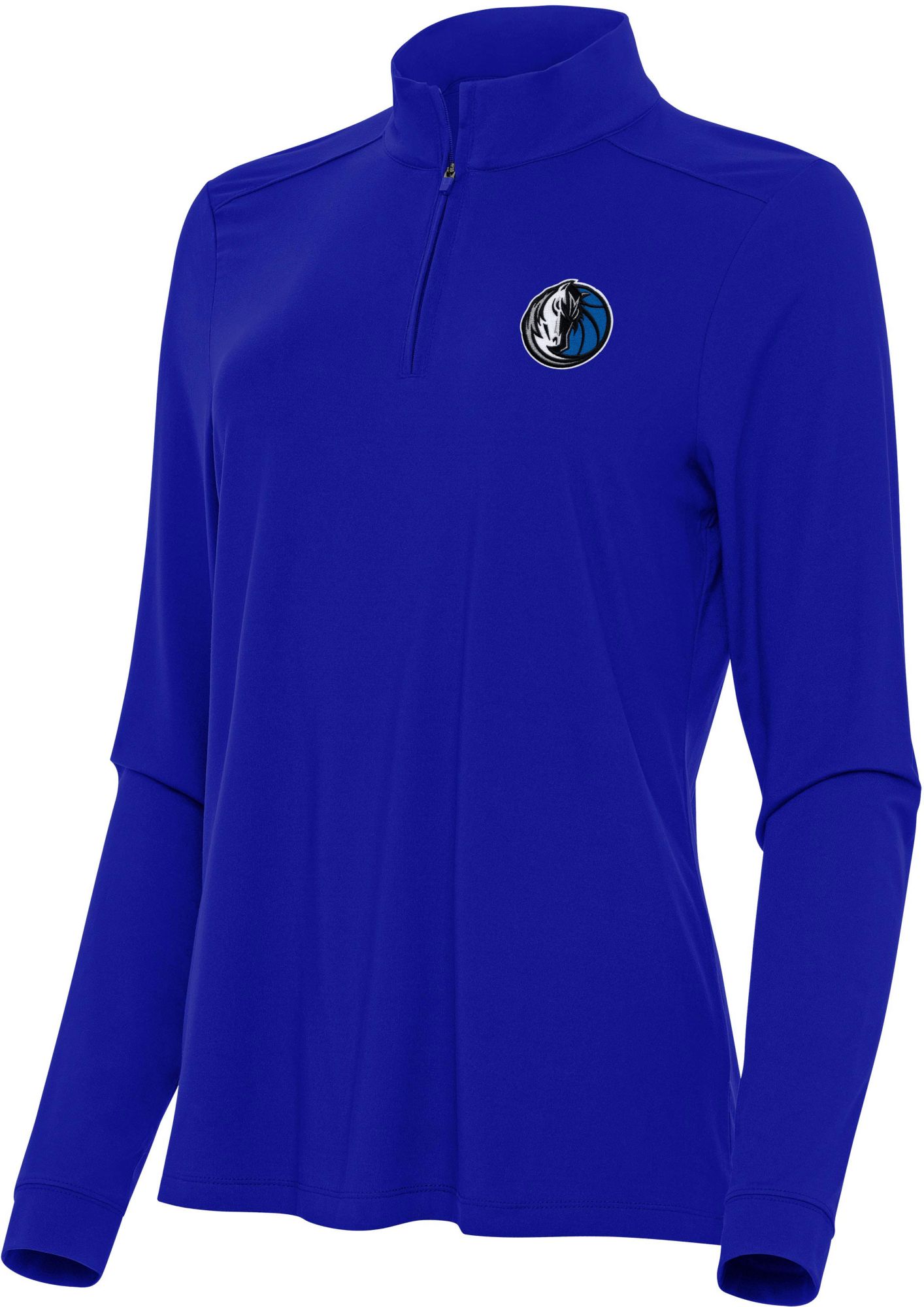 Antigua Women's Dallas Mavericks Blue Intent Quarter-Zip Pullover