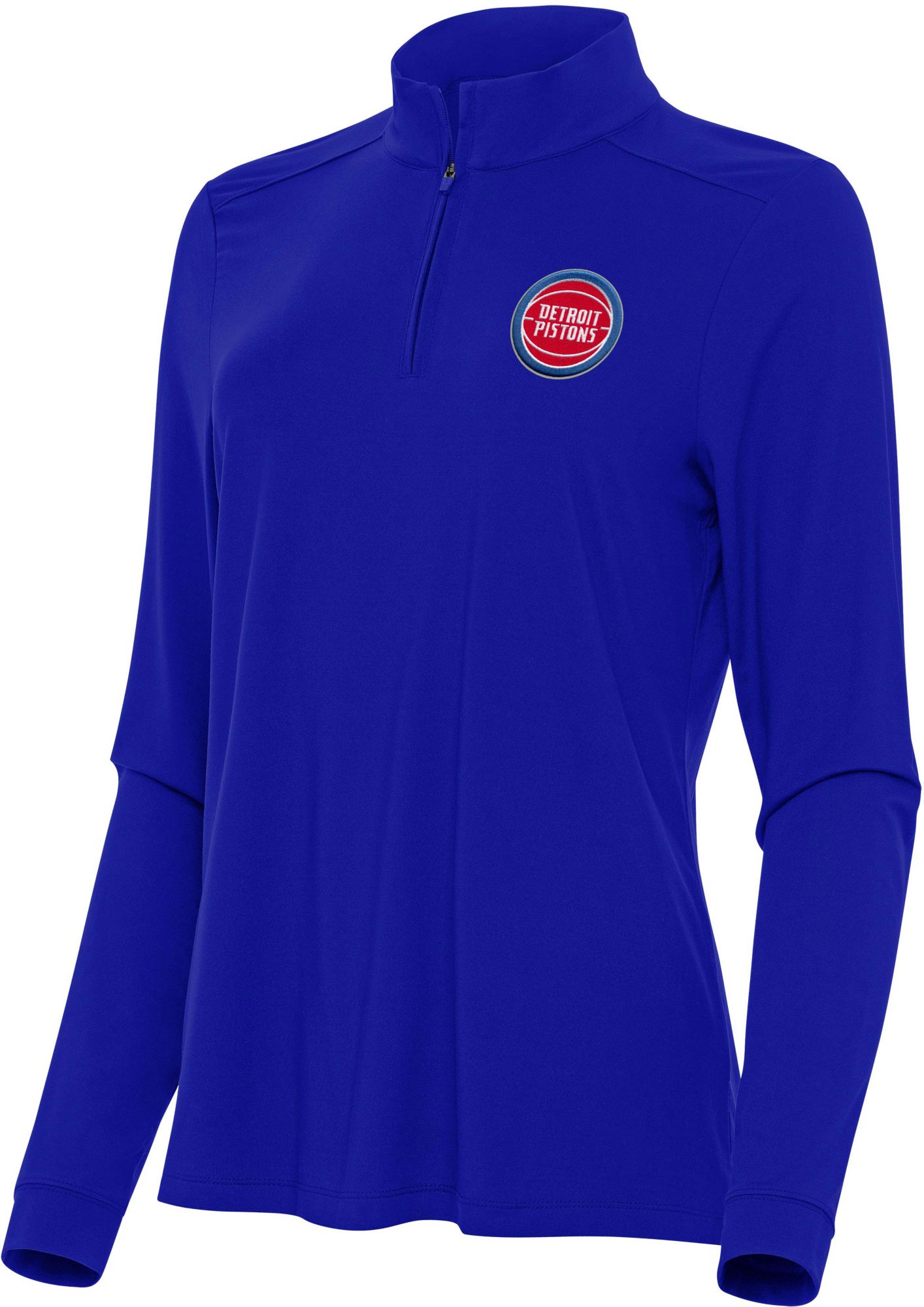 Antigua Women's Detroit Pistons Blue Intent Quarter-Zip Pullover