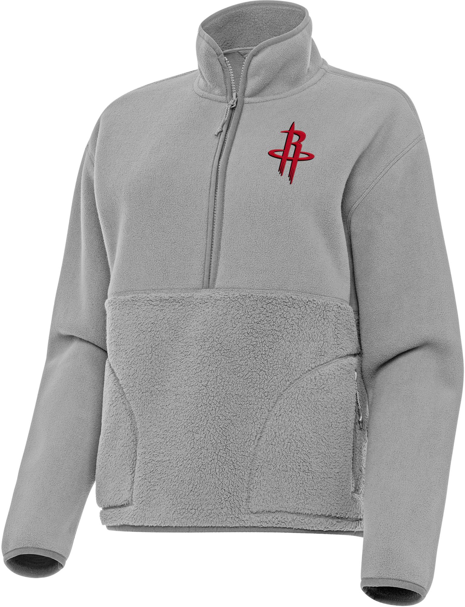 Antigua Women's Houston Rockets Grey Figure Quarter-Zip Pullover