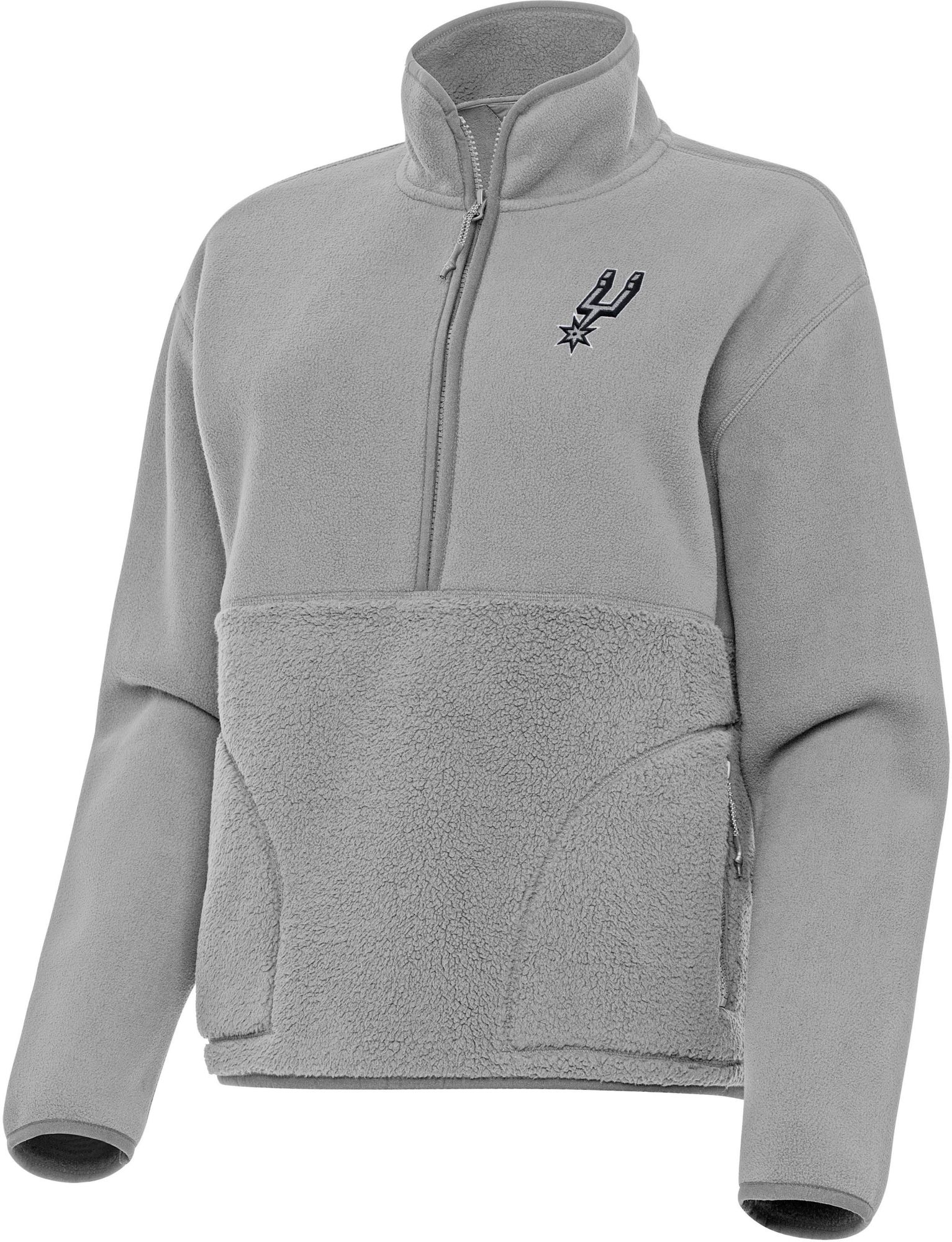 Antigua Women's San Antonio Spurs Grey Figure Quarter-Zip Pullover