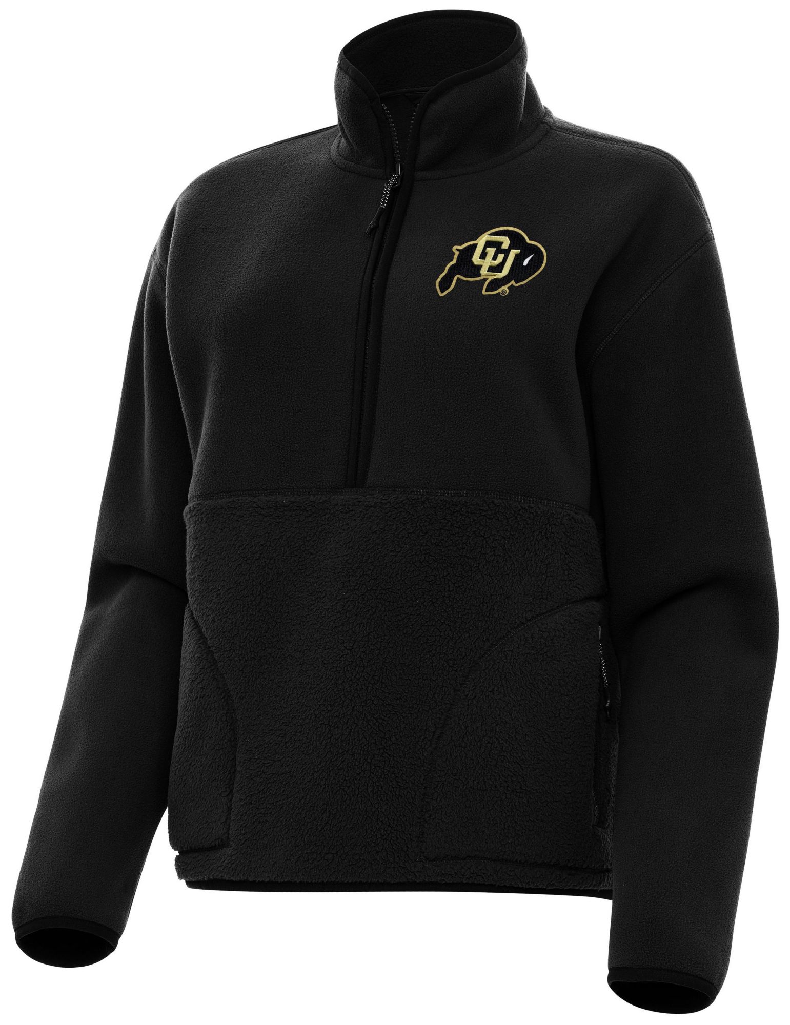 Antigua Women's Colorado Buffaloes Black Figure 1/4 Zip Pullover
