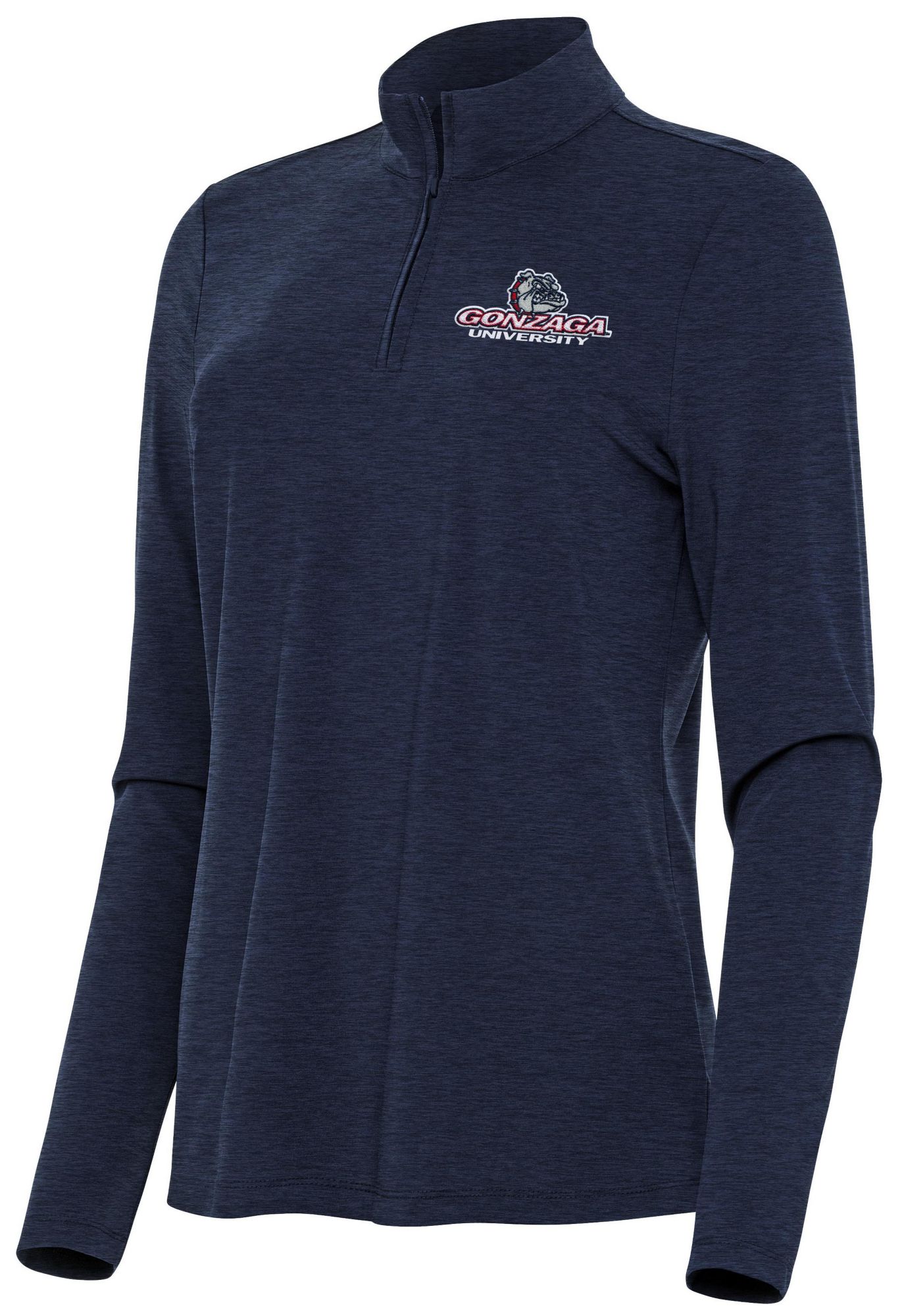 Antigua Women's Gonzaga Bulldogs Navy Heather Bright 1/4 Zip Pullover