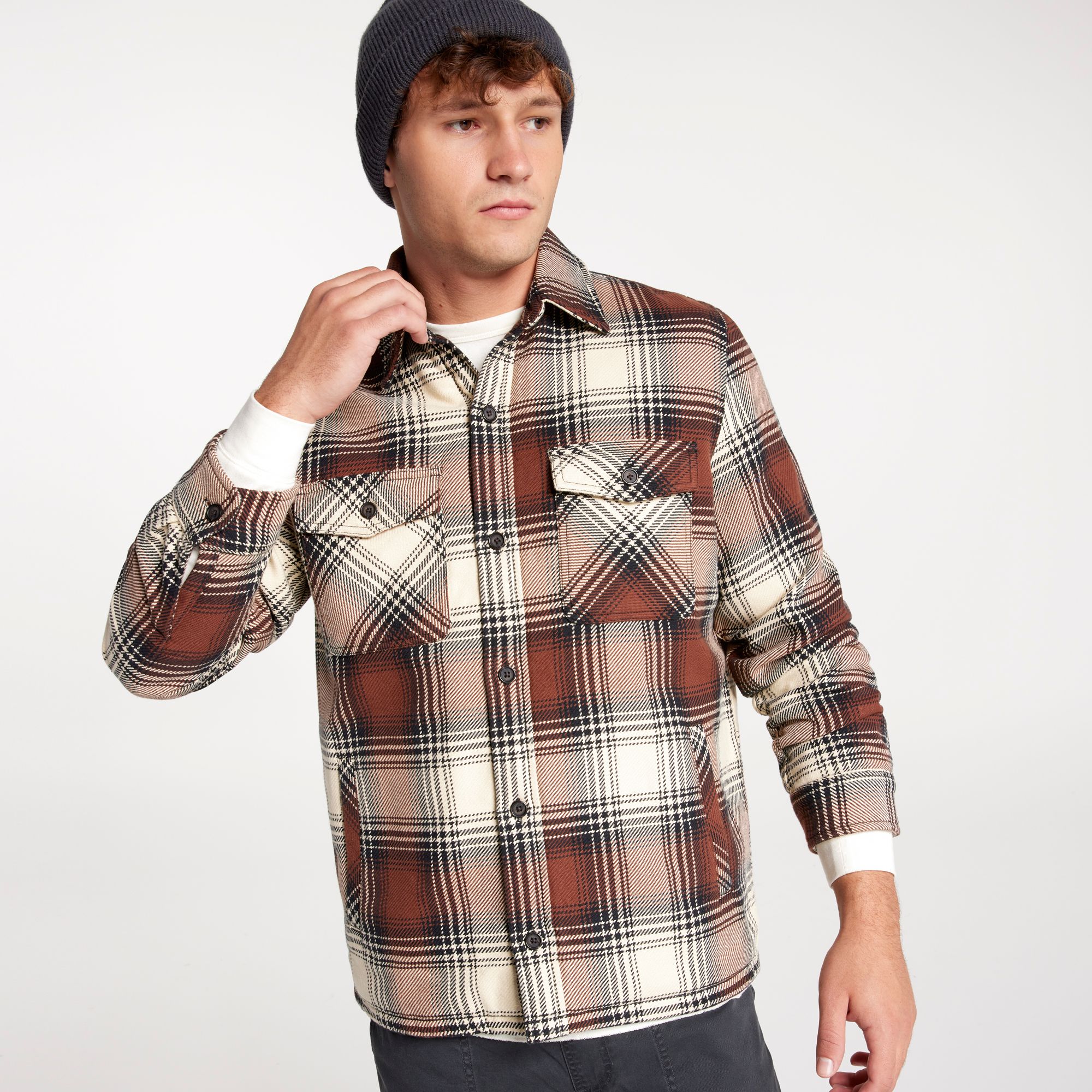 ALPINE DESIGN Men's Quilted Lined Plaid Shirt Jacket